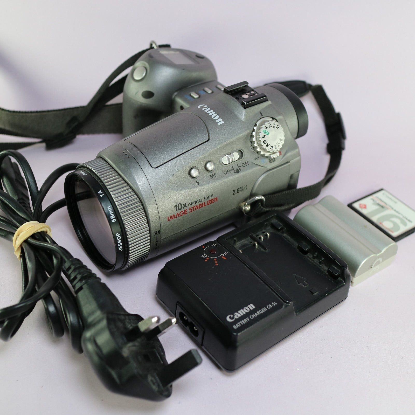 Canon PowerShot Pro90 IS 2.6MP Flip Screen Digital Camera Silver Tested Full Set