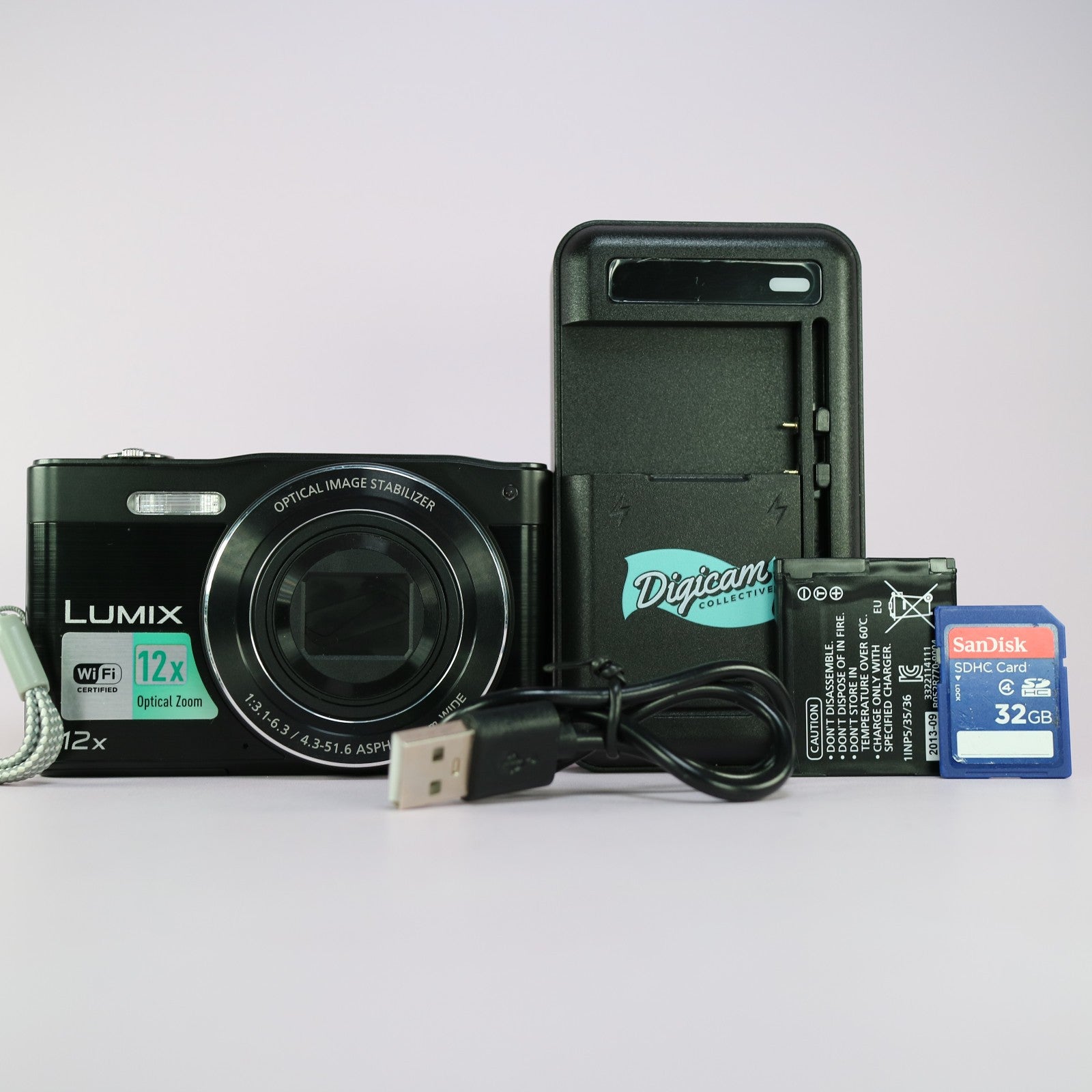 Panasonic Digital Camera Lumix DMC-SZ8 16.0MP Black Tested Full Working Set