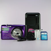Nikon Digital Camera Coolpix S2600 14.0MP Purple Tested Full Working Set