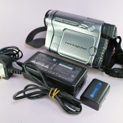 Sony Handycam DCR-TRV285E Handheld Digital8 8mm Camcorder Silver Tested Full Set