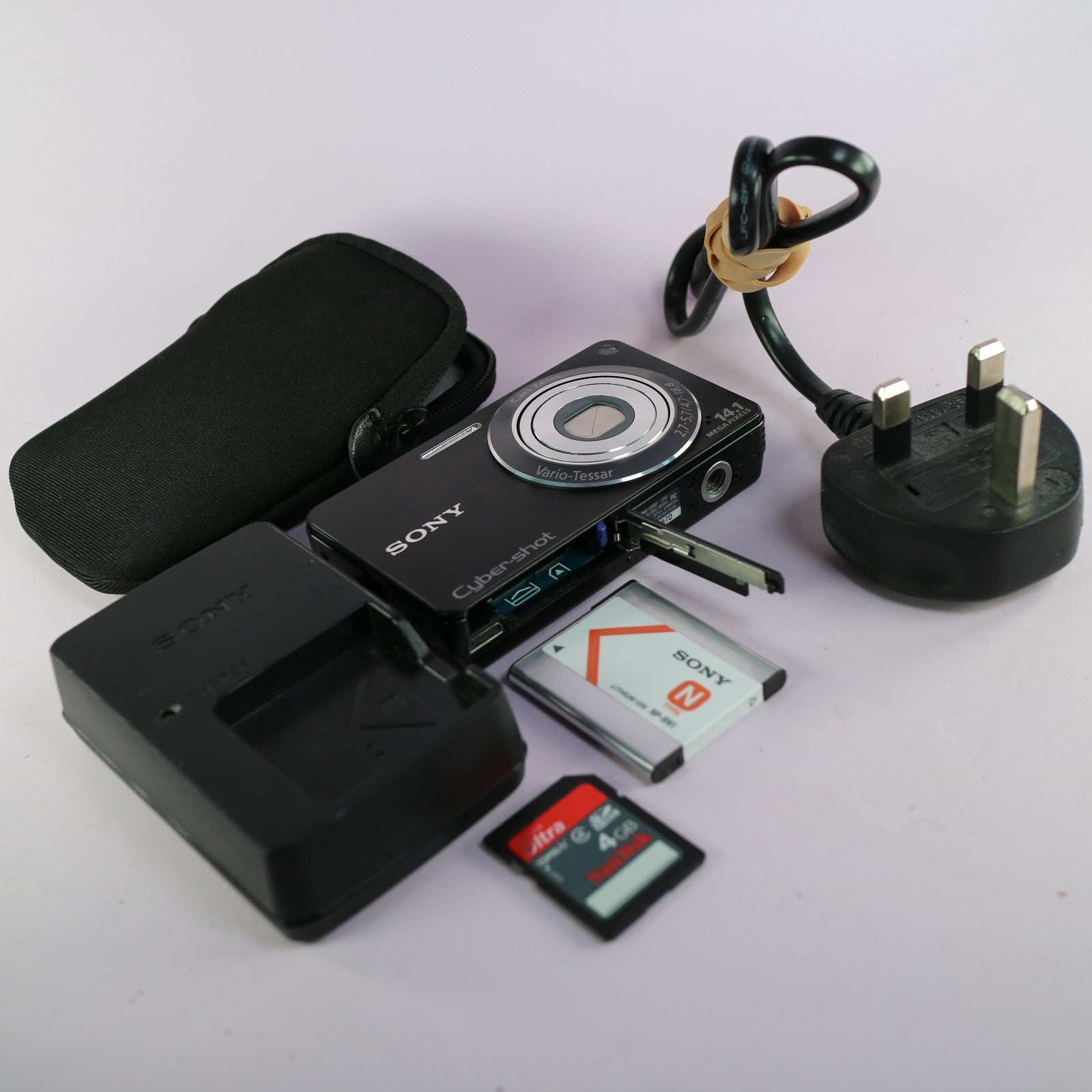 Sony Digital Camera Cybershot DSC-W350 14.1MP Black Tested Full Working Set