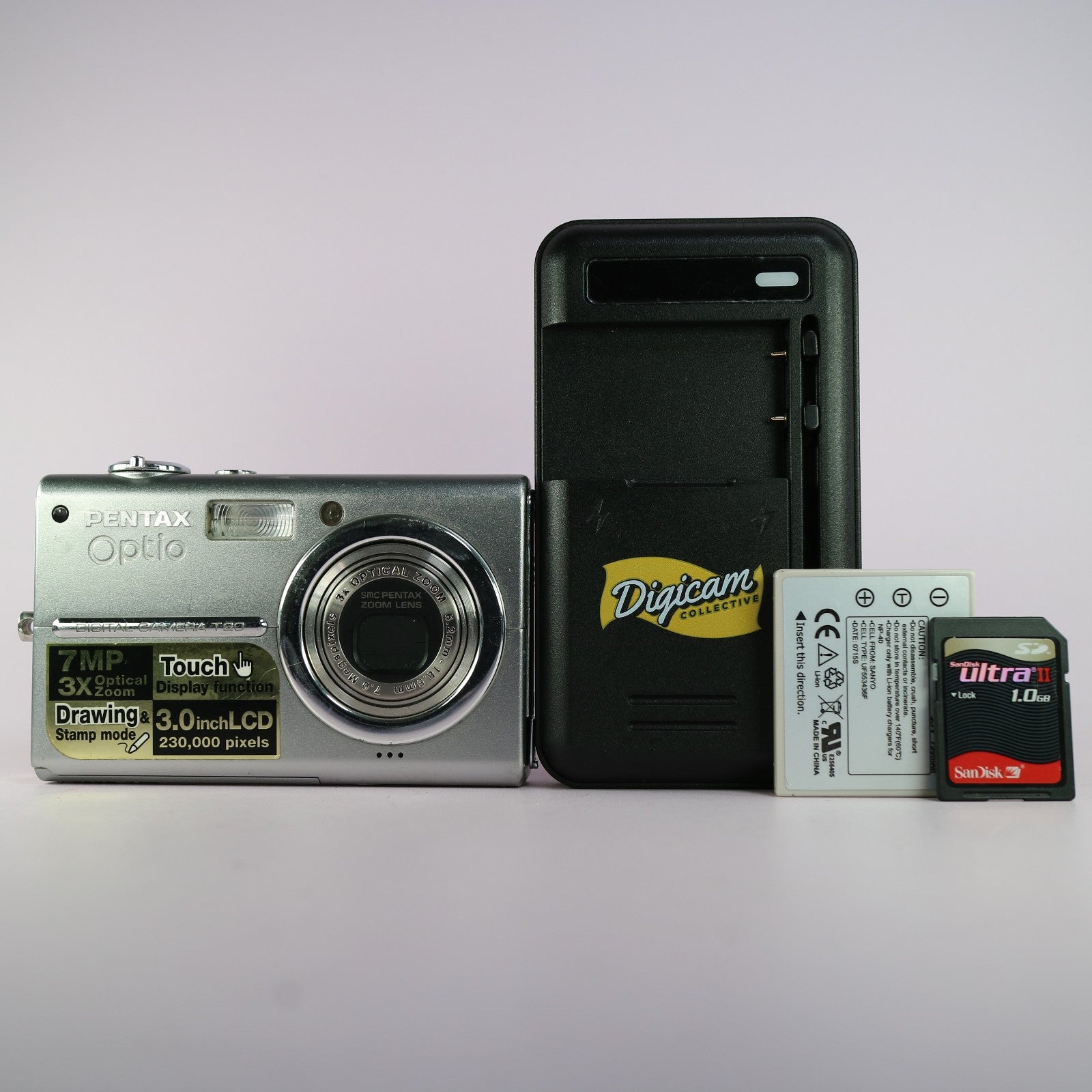 Pentax Optio T20 7.1MP Compact Touchscreen Digital Camera Silver Tested