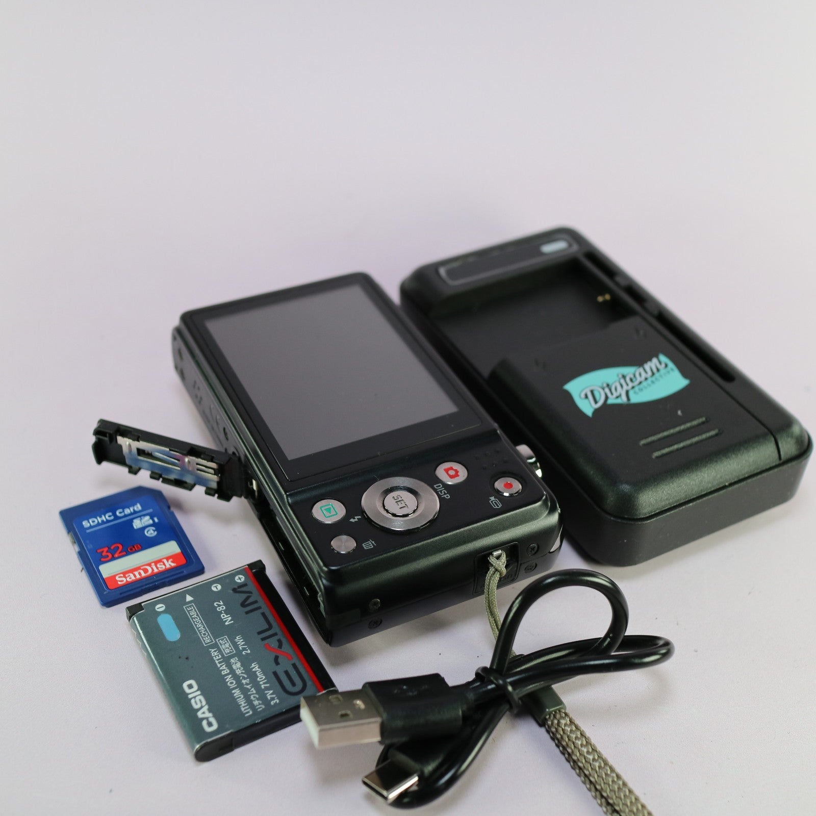 Casio Digital Camera Exilim EX-ZS100 14.1MP Black Tested Full Working Set