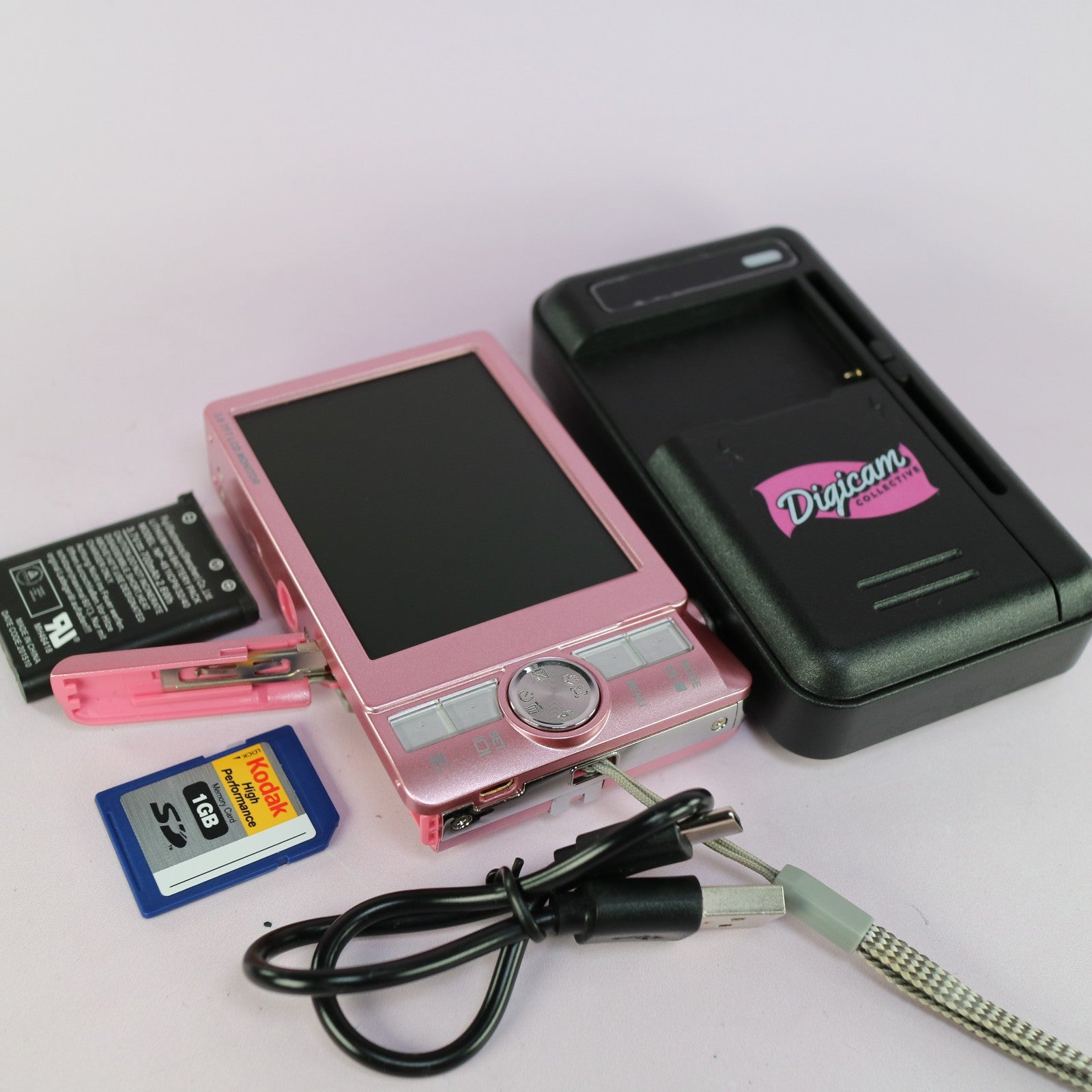 Hitachi Digital Camera HDC-1087EP 10.0MP Pink Tested Full Working Set