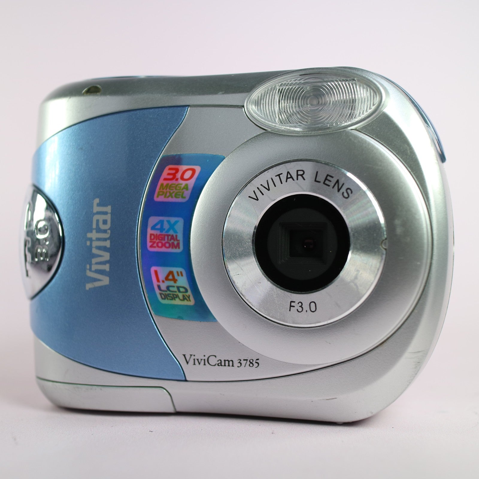 Vivitar Digital Camera Vivicam 3785 3.0MP Blue Silver Tested
