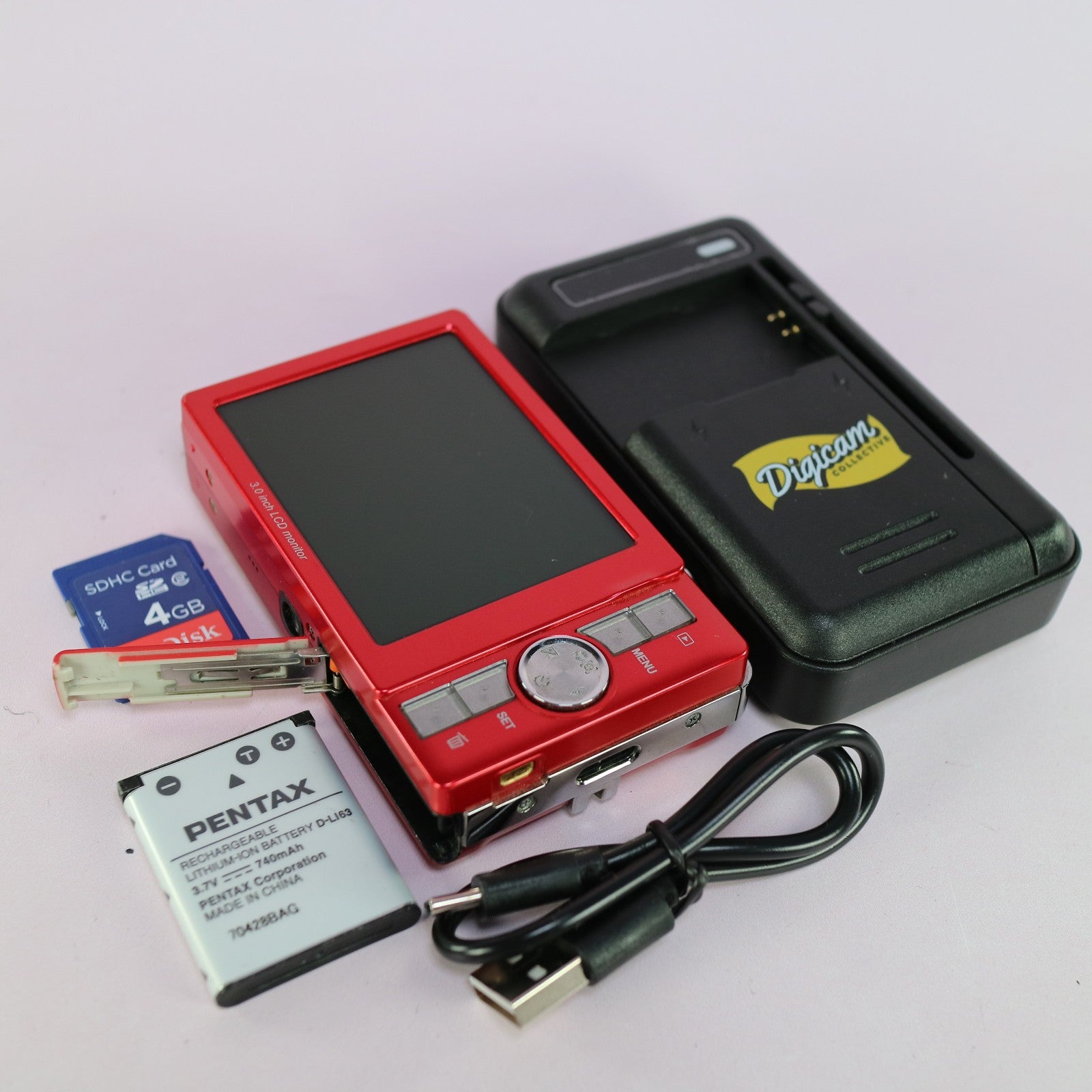 Hitachi Digital Camera HDC-1097ER 10.0MP Red Tested Full Working Set