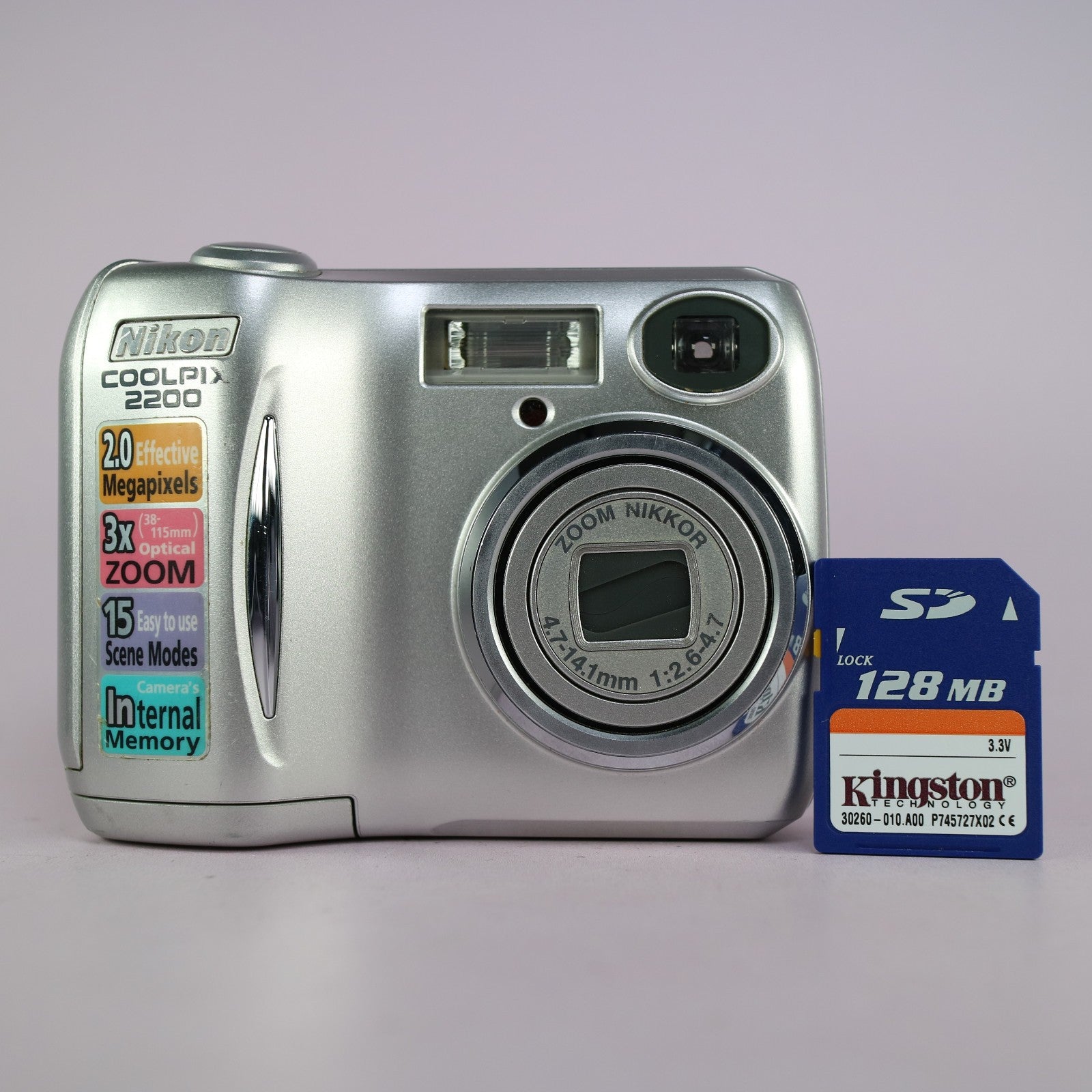 Nikon Digital Camera Coolpix 2200 2.0MP Silver Tested