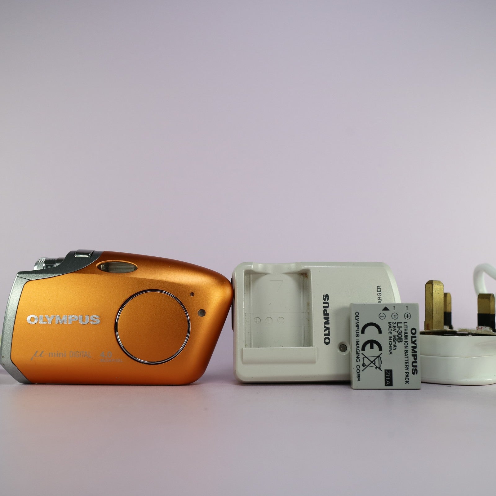 Olympus Digital Camera Mju Mini 4.0MP Orange Tested Full Set