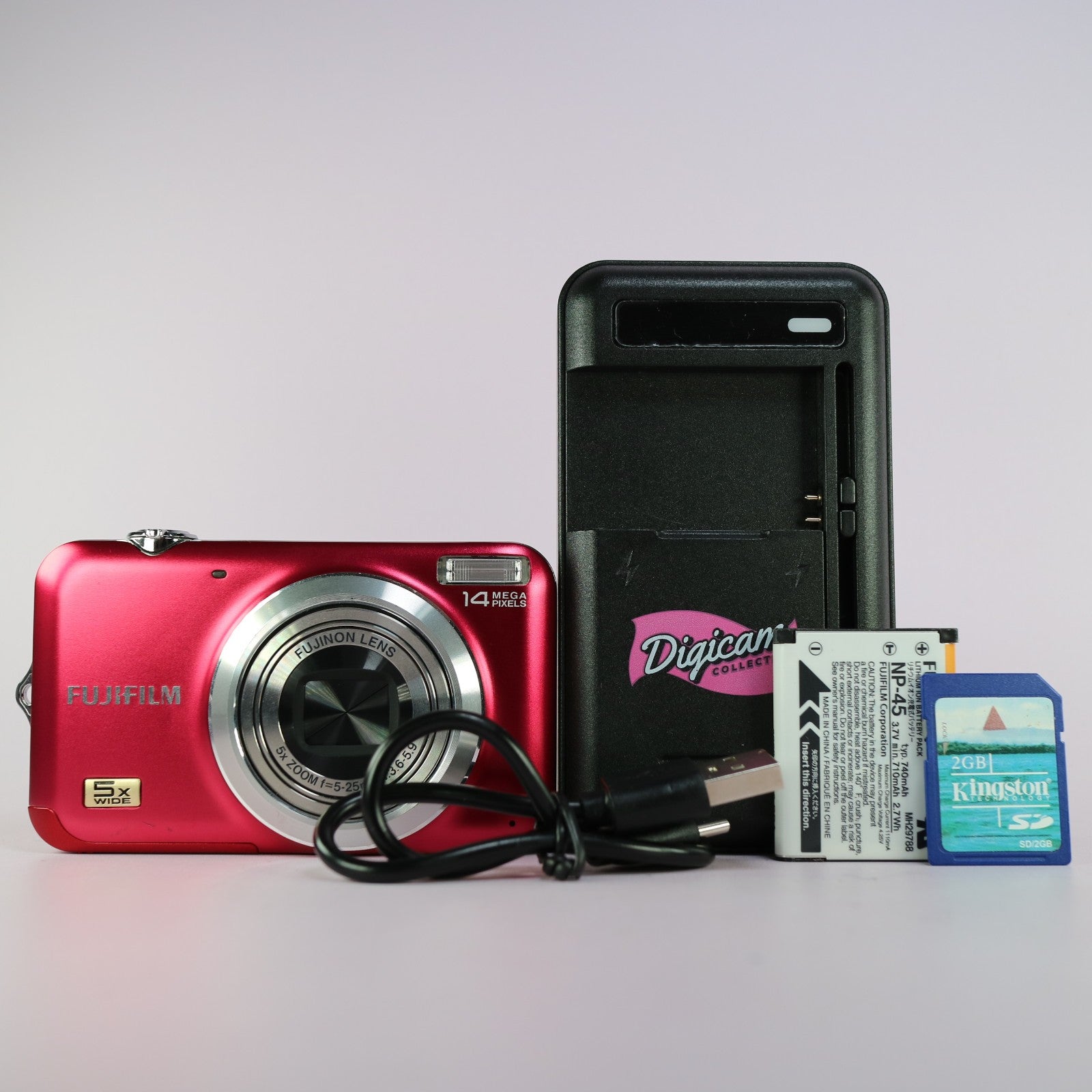 Fujifilm Digital Camera FinePix JX530 14.0MP Red Tested Full Working Set