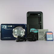 Praktica Luxmedia 10-23 10.0MP Digital Camera Blue Tested Full Working Set