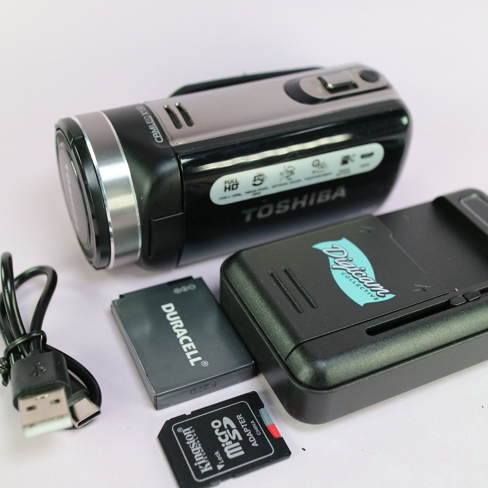Toshiba Camileo X150 Compact Handheld HD Video Camcorder Black Tested Full Set