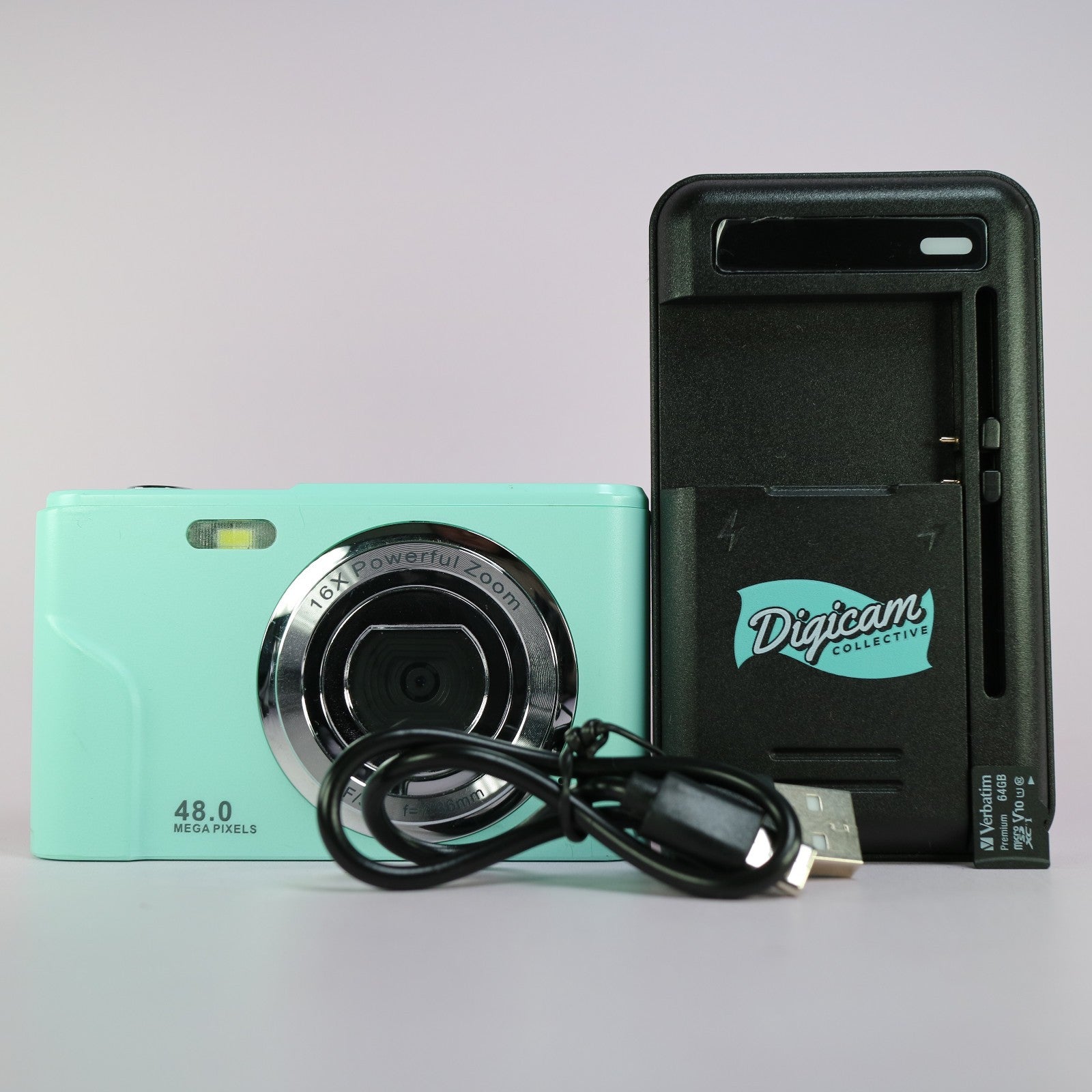 48.0MP Unbranded Compact Digital Camera Green Tested With Charger