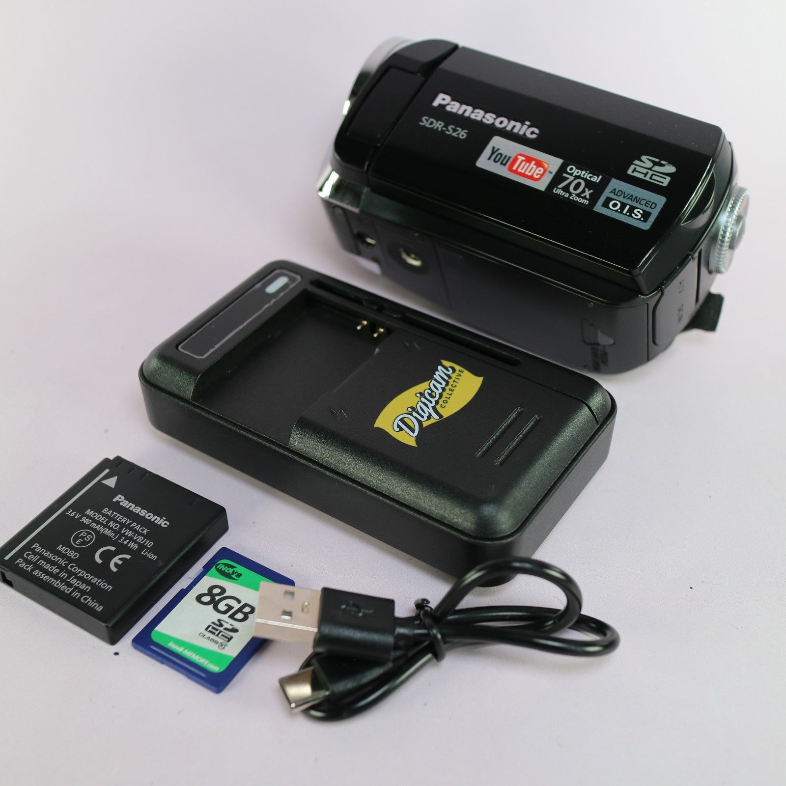 Panasonic SDR-S26 Handheld Digital Camcorder Black Tested Full Working Set