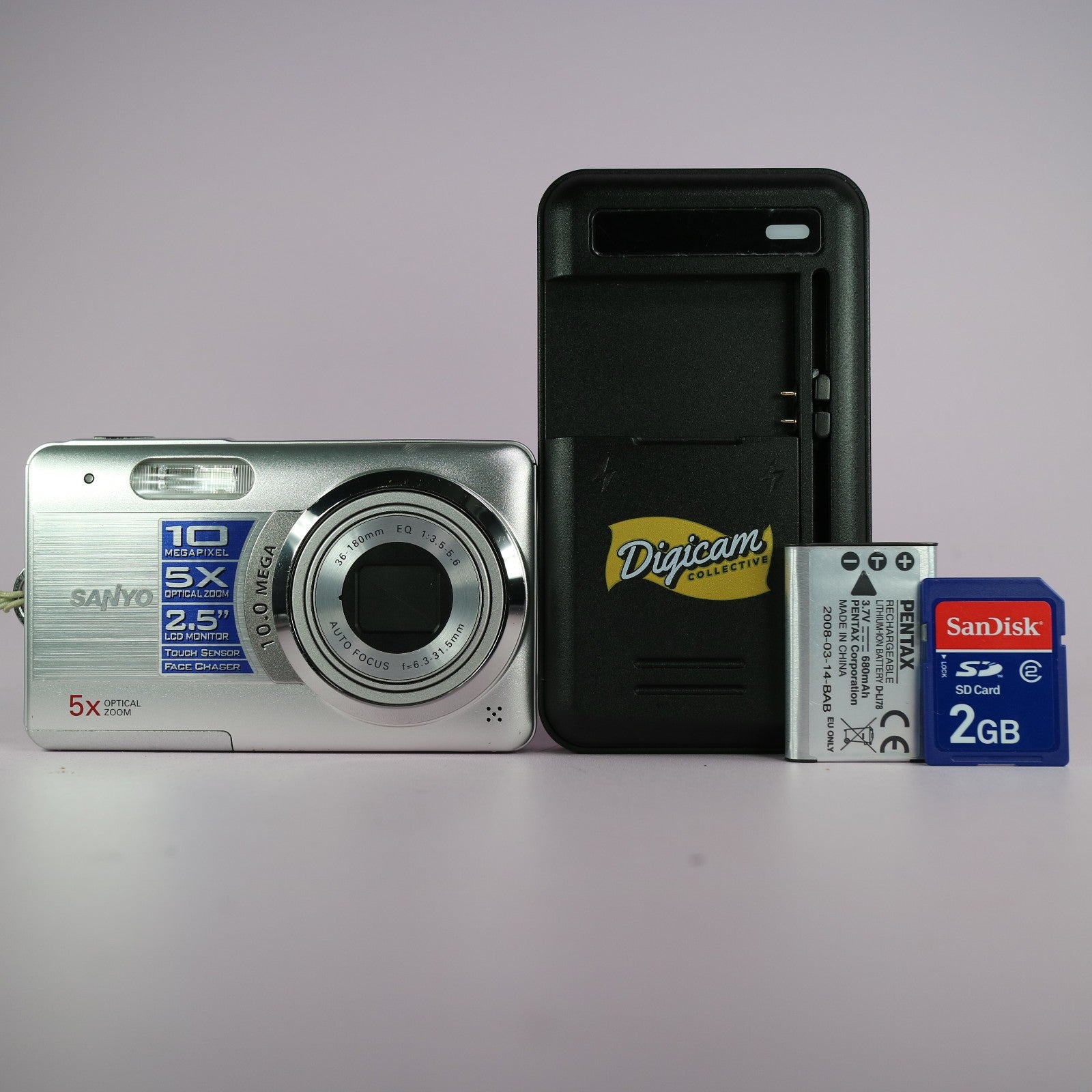 Sanyo VPC-E10 10.0MP Compact Digital Camera Silver Tested Full Working Set