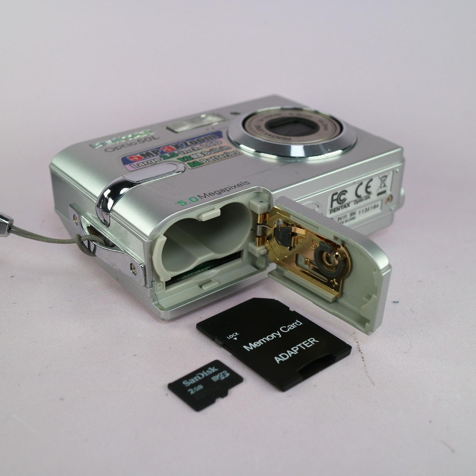 Pentax Optio 50L 5.0MP Compact Digital Camera Silver Tested