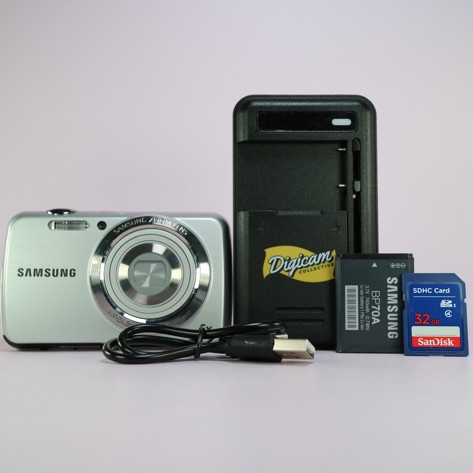 Samsung Digital Camera PL22 14.2MP Silver Tested Full Working Set