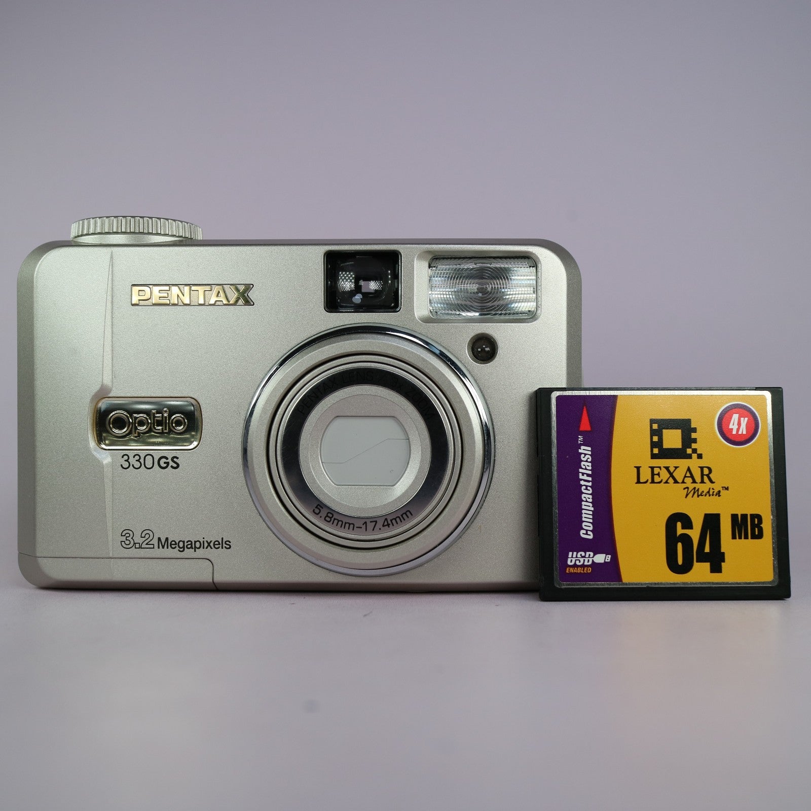 Pentax Digital Camera Optio 330GS 3.2MP Silver Flip Screen Tested