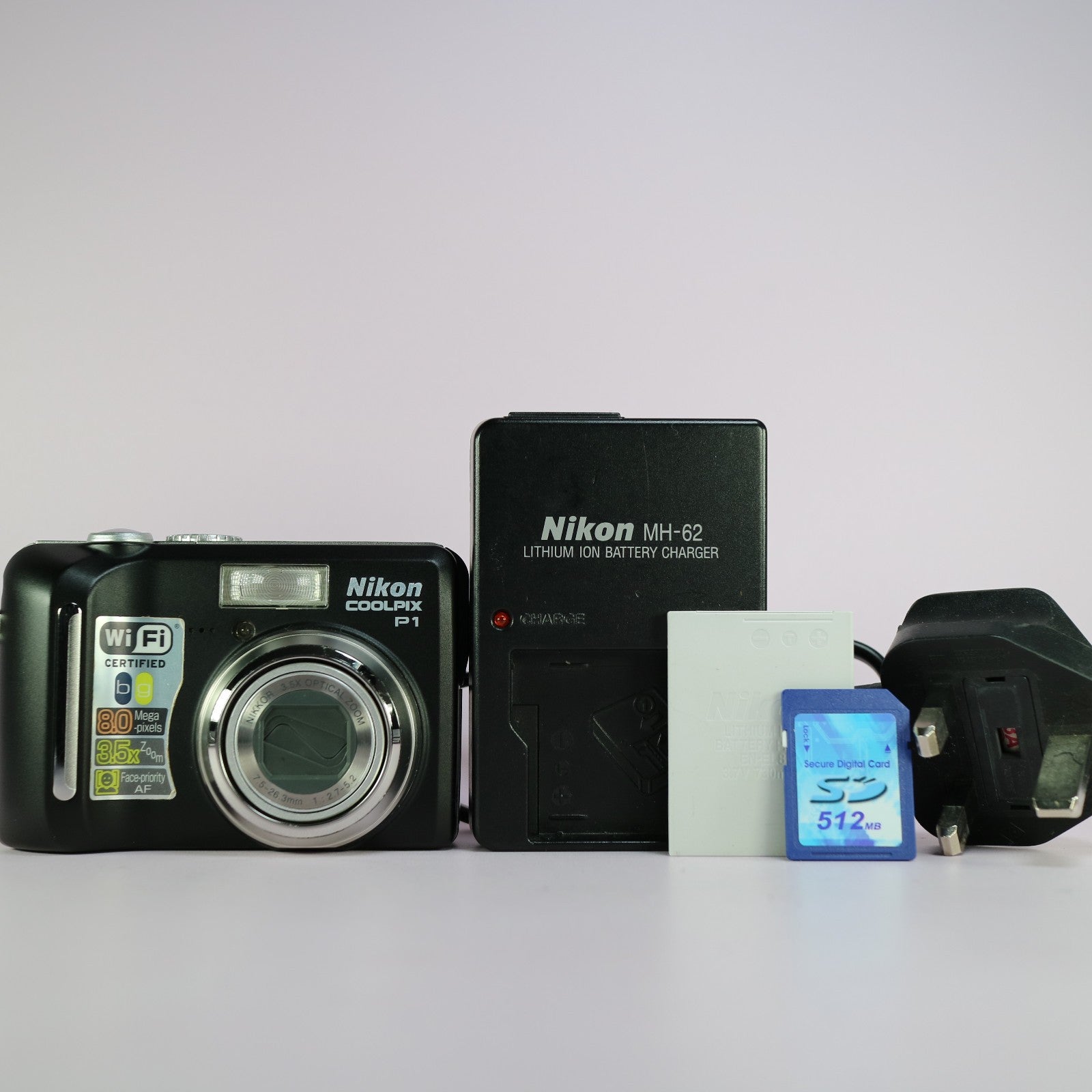 Nikon Digital WiFi Camera Coolpix P1 8.0MP Black Tested Full Working Set