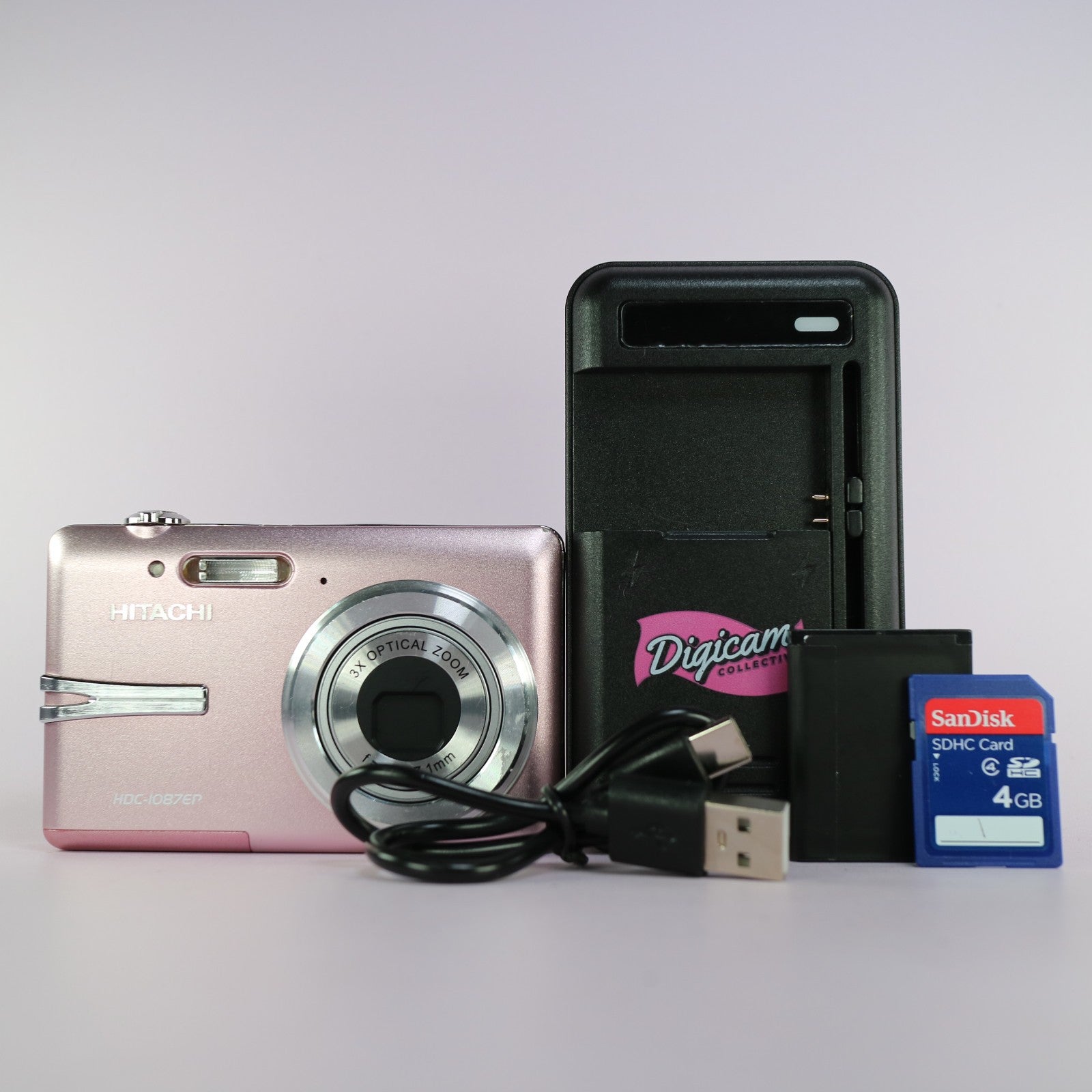 Hitachi Digital Camera HDC-1087EP 10.0MP Pink Tested Full Working Set