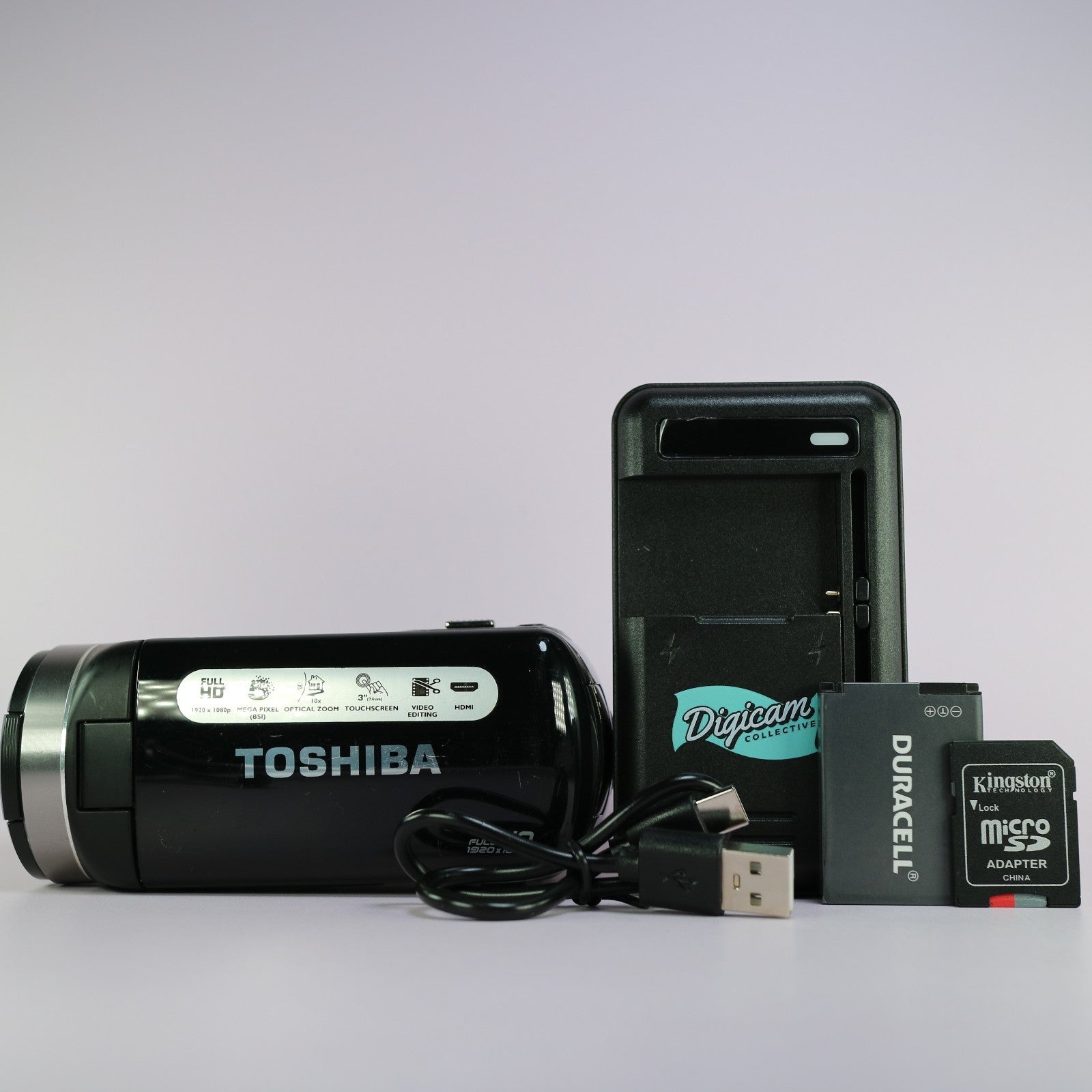 Toshiba Camileo X150 Compact Handheld HD Video Camcorder Black Tested Full Set