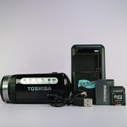 Toshiba Camileo X150 Compact Handheld HD Video Camcorder Black Tested Full Set