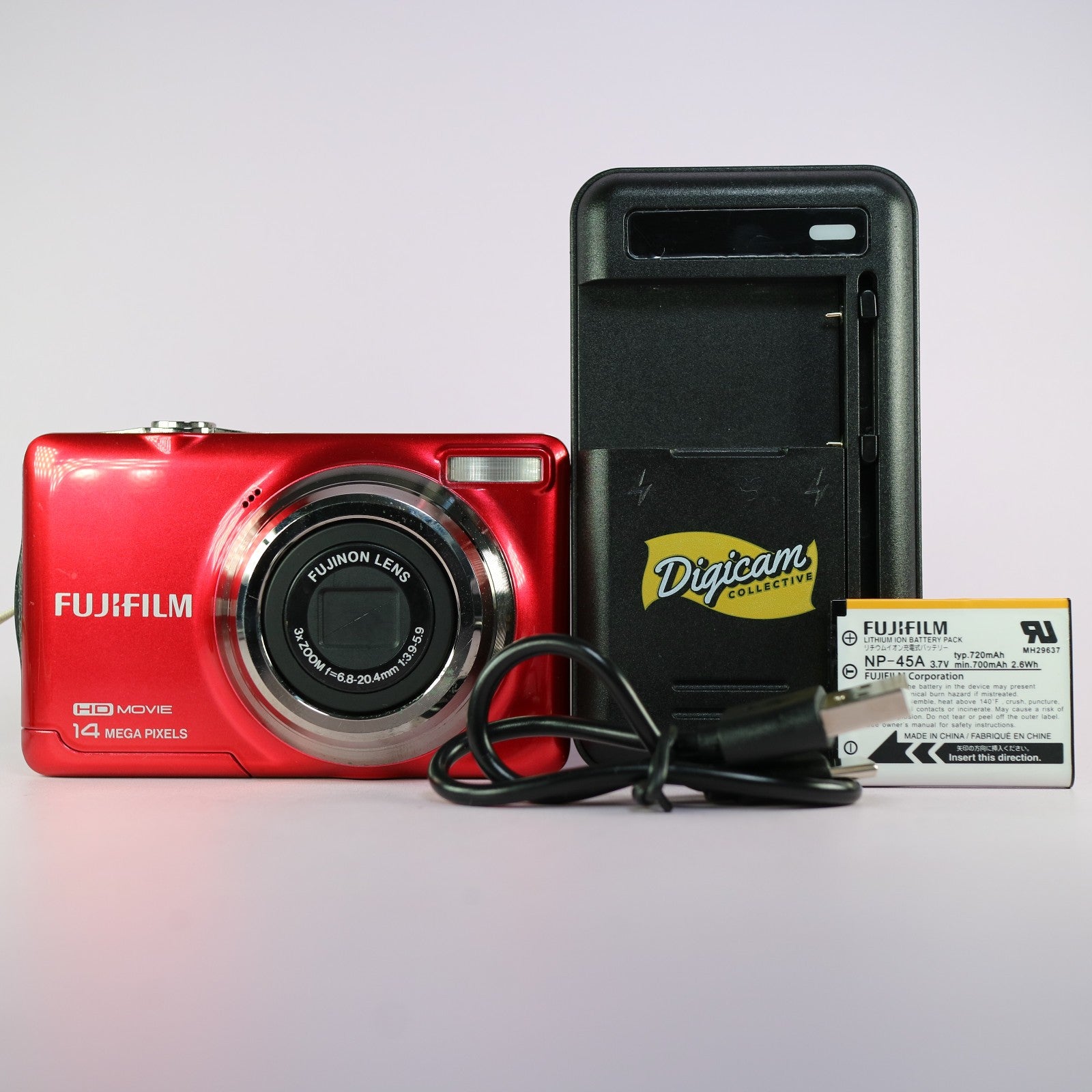 Fujifilm Digital Camera FinePix JV500 14.0MP Red Tested Full Set