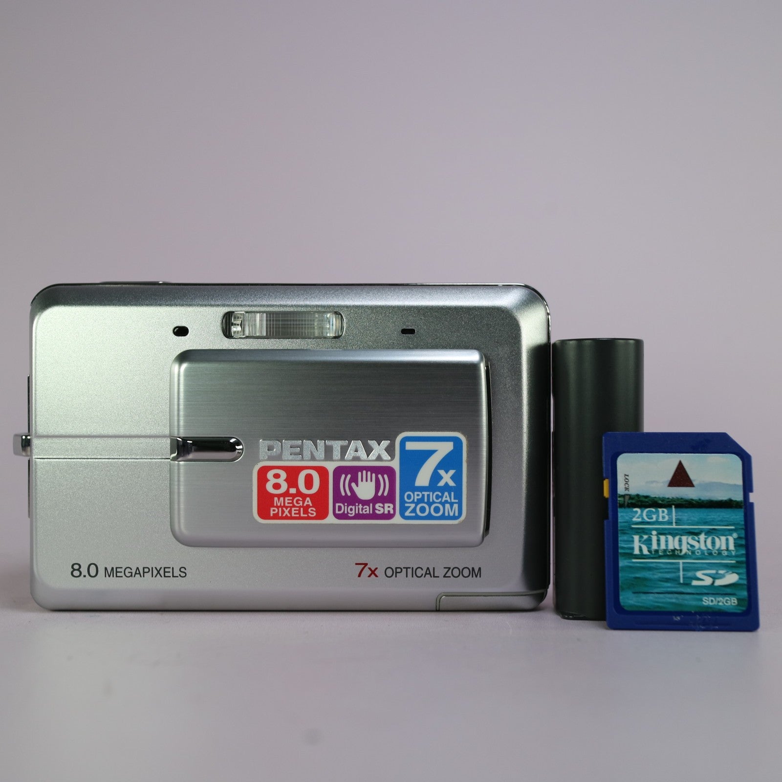 Pentax Optio Z10 8.0MP Compact Digital Camera Silver Tested w/ Battery + SD Card