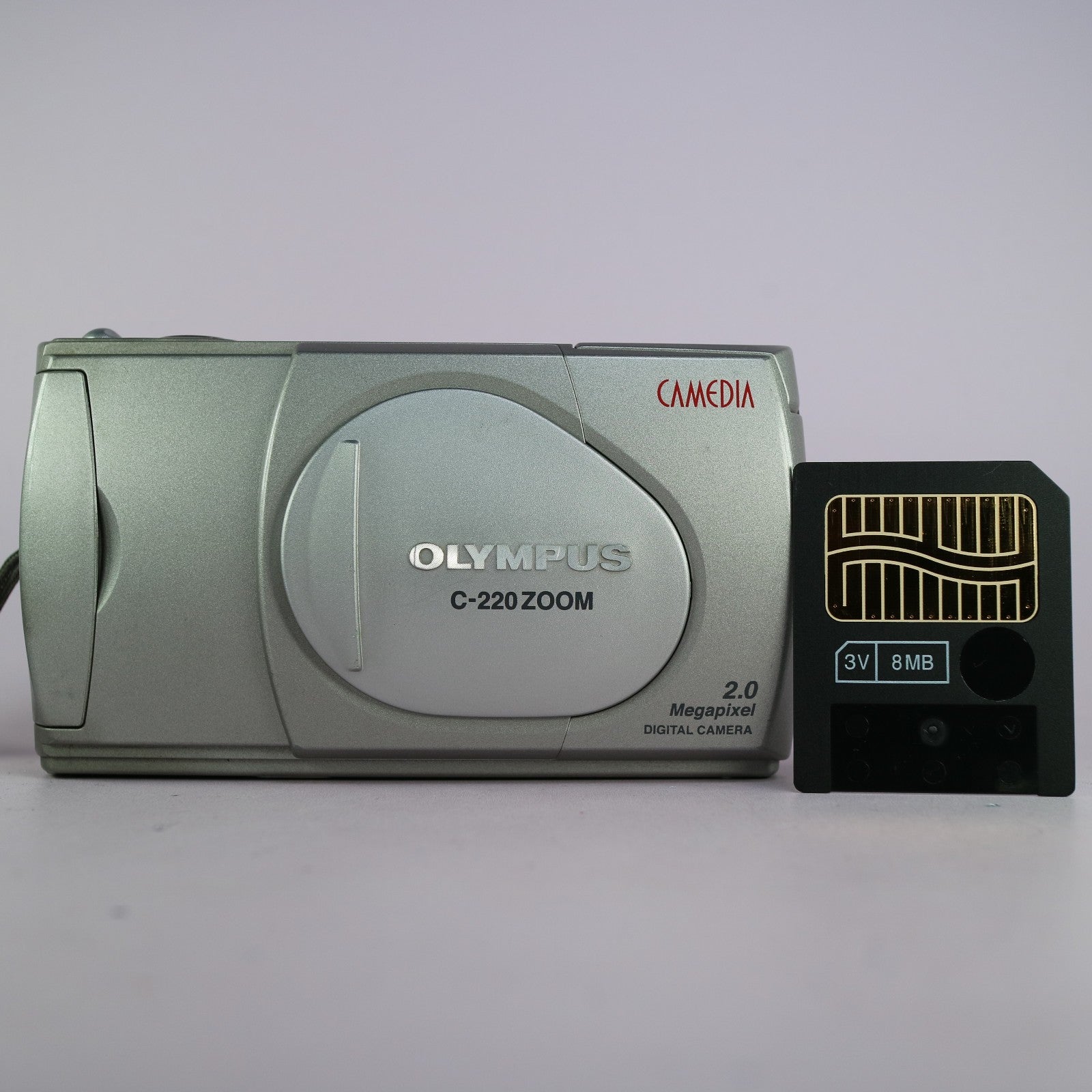 Olympus Digital Camera Camedia C-220 Zoom 2.1MP Silver Tested W/ Smartmedia Card
