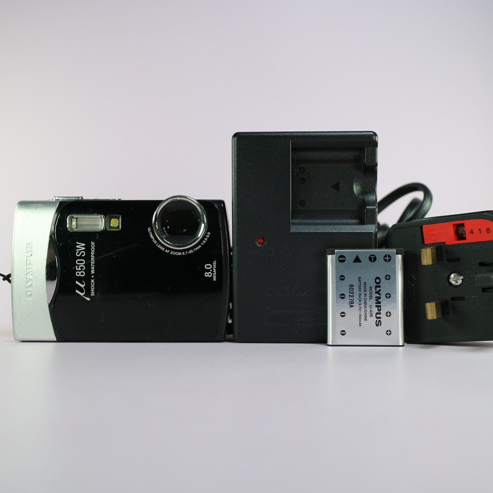 Olympus Digital Camera Mju 850 SW 8.0MP Silver Tested Full Set