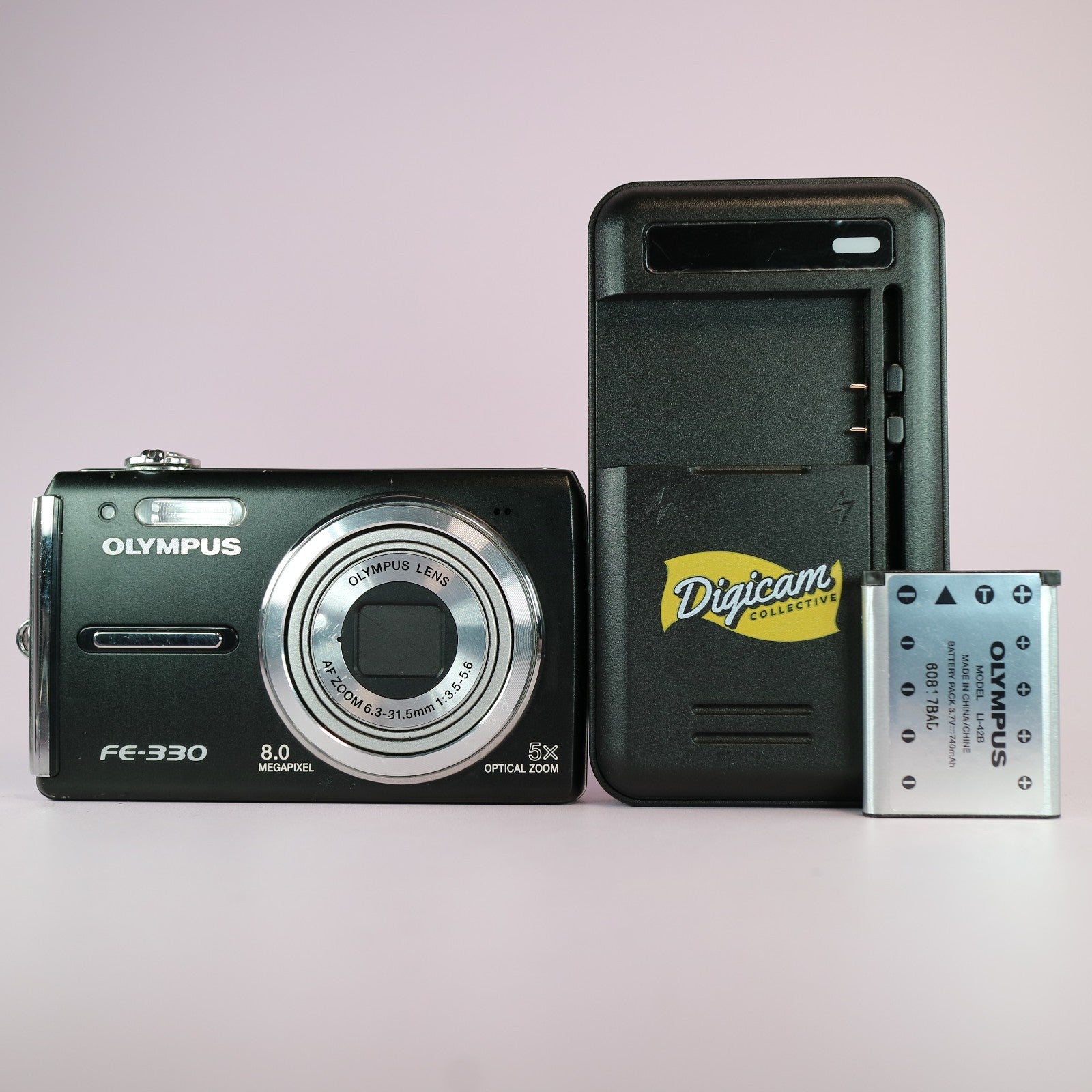 Olympus Digital Camera FE-330 8.0MP Black Tested Full Set