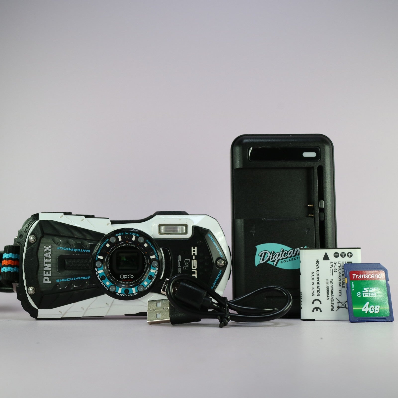 Pentax Underwater Digital Camera WG-2 16.0MP White Tested Full Working Set