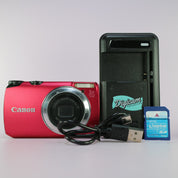 Canon Digital Camera PowerShot A3300 IS 16.0MP Red Tested