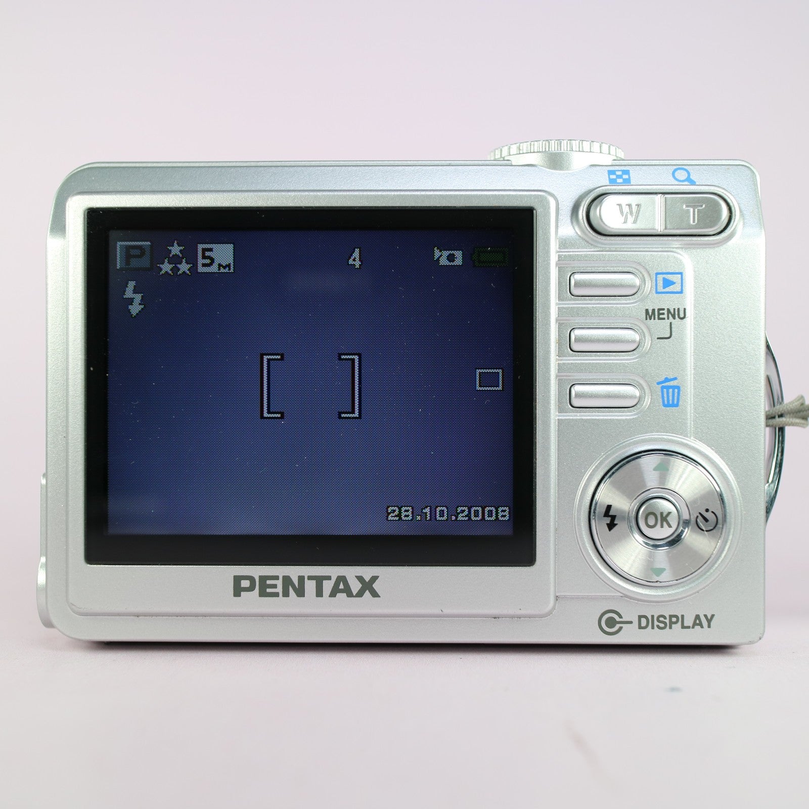 Pentax Optio 50L 5.0MP Compact Digital Camera Silver Tested