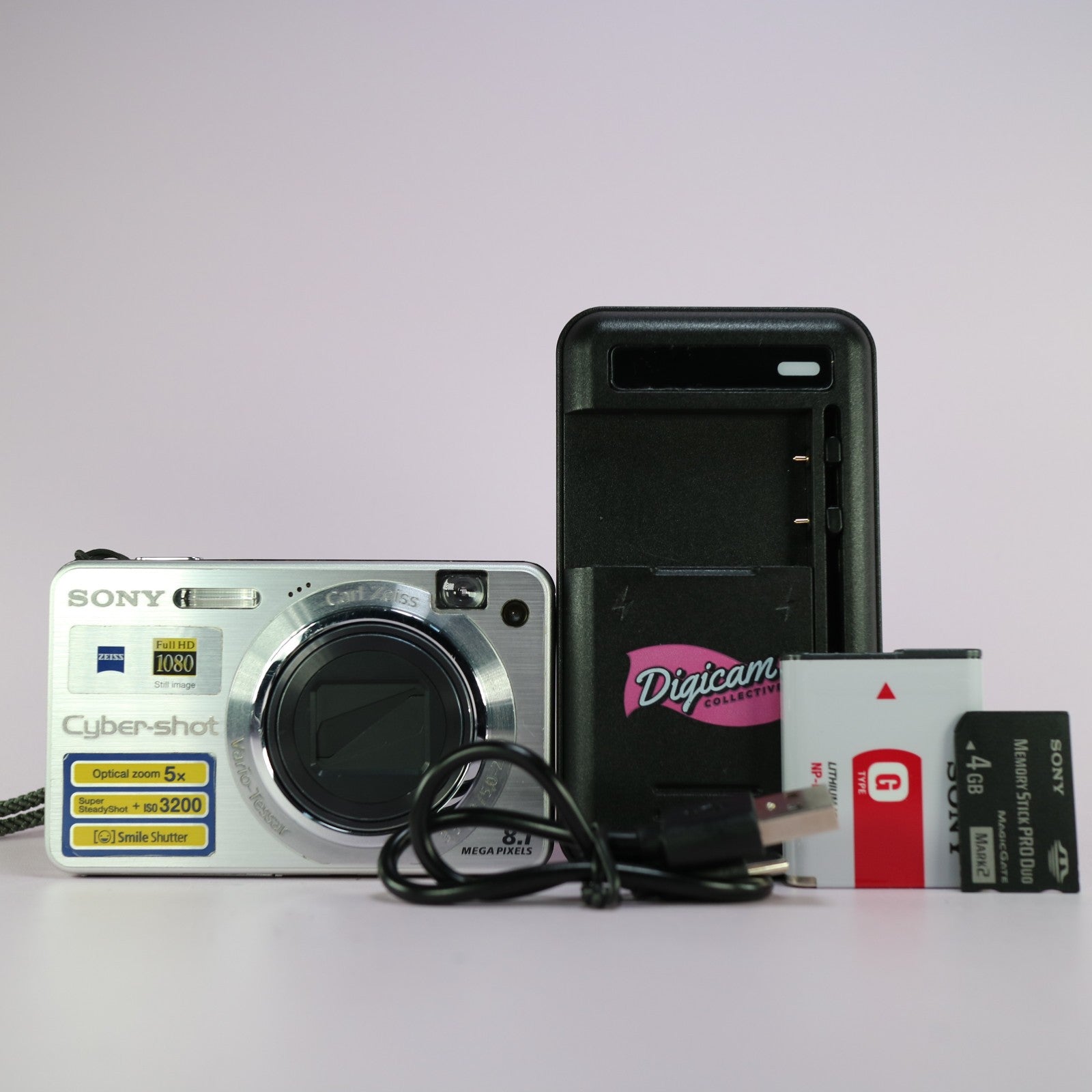 Sony Digital Camera Cyber-shot DSC-W150 8.1MP Silver Tested Full Working Set