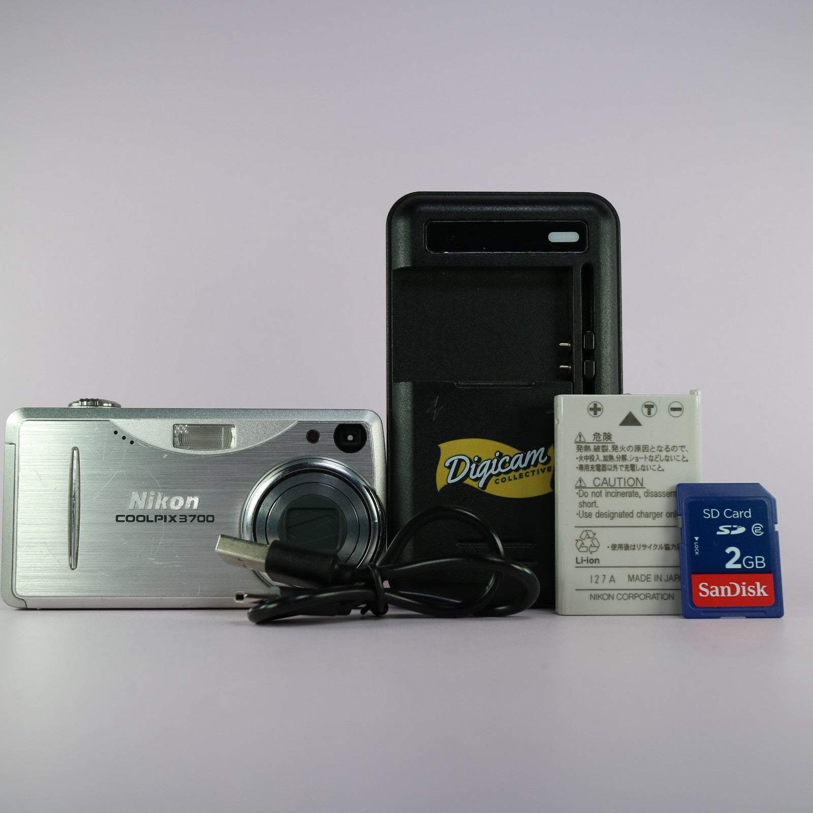 Nikon Digital Camera Coolpix 3700 3.2MP Silver Tested Full Working Set
