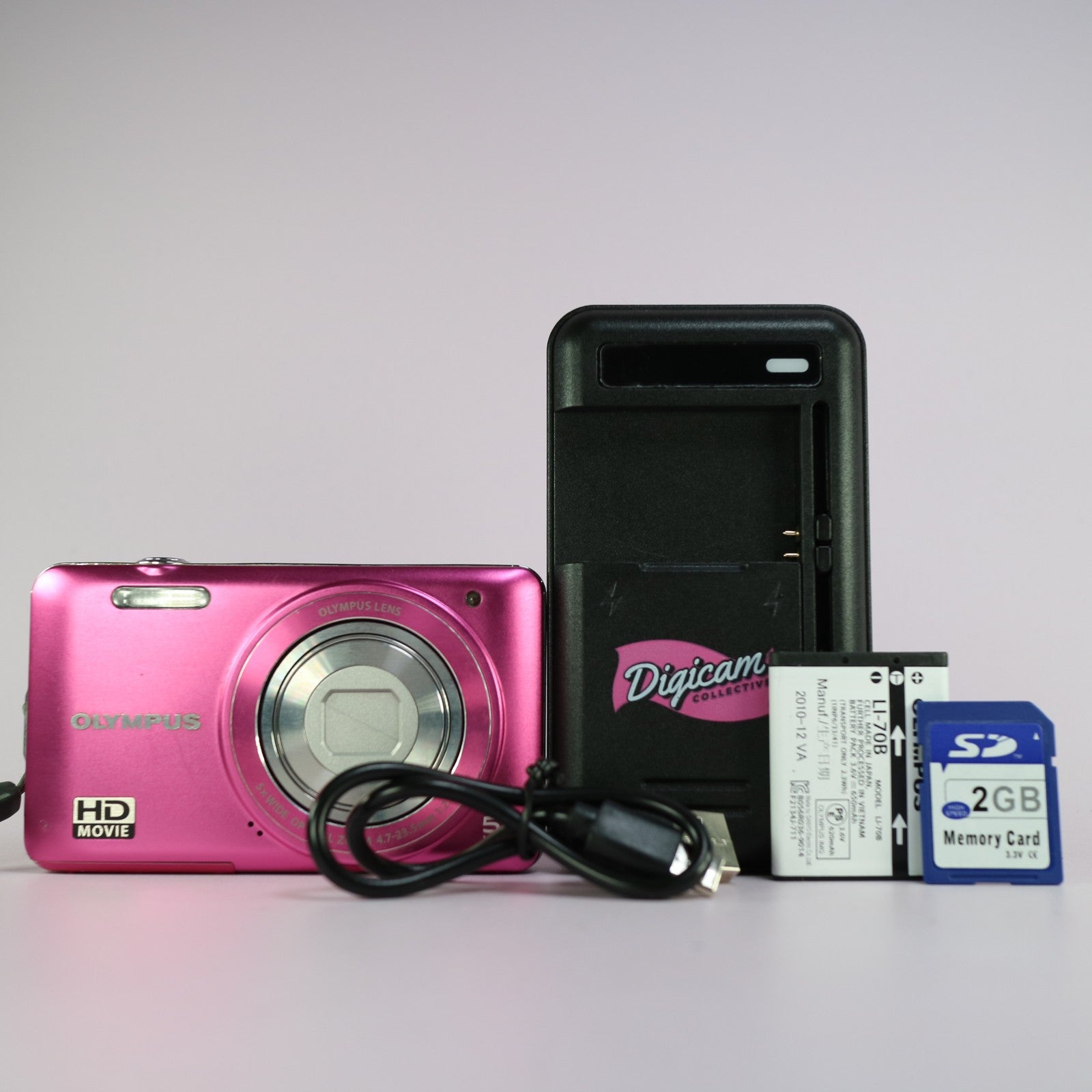 Olympus Digital Camera VG-130 14.0MP Pink Tested Full Working Set