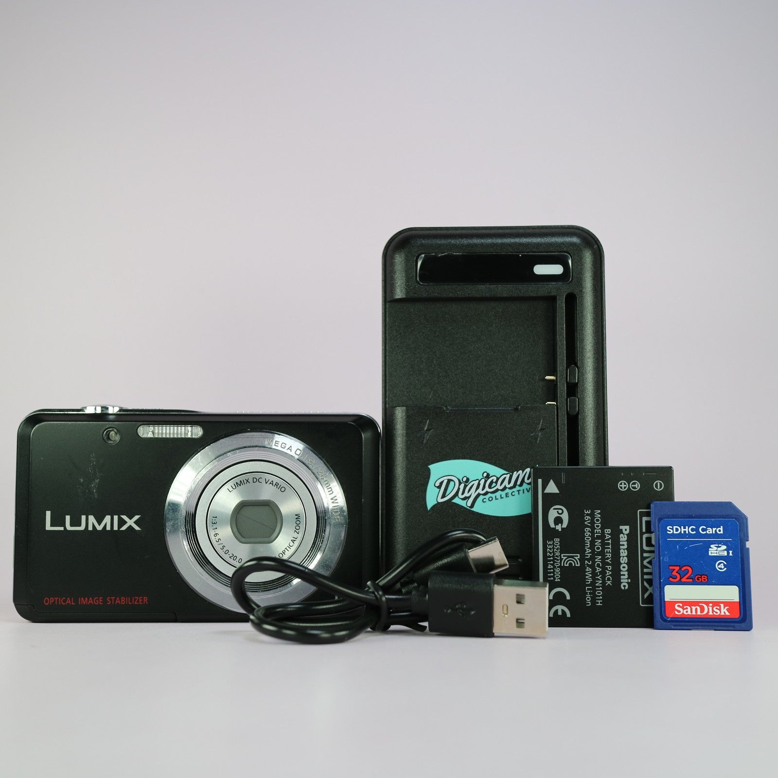 Panasonic Digital Camera Lumix DMC-FS28 14.1MP Black Tested Full Working Set