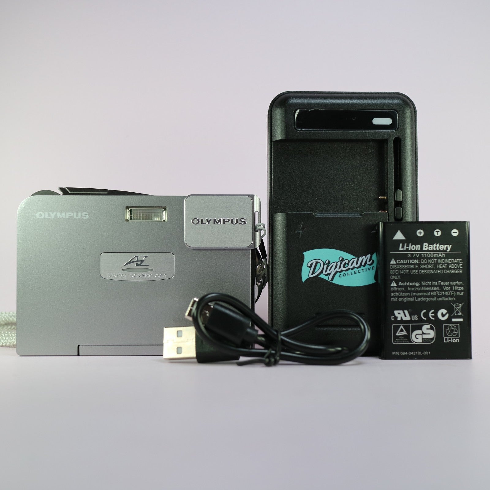 Olympus Digital Camera AZ-1 3.2MP Silver Tested With Battery and Charger