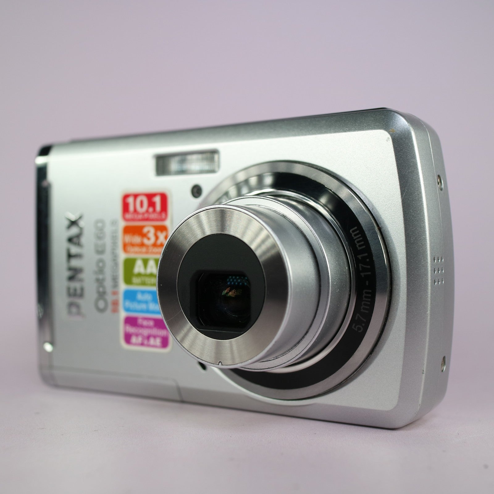 Pentax Digital Camera Optio E60 10.1MP Silver Tested