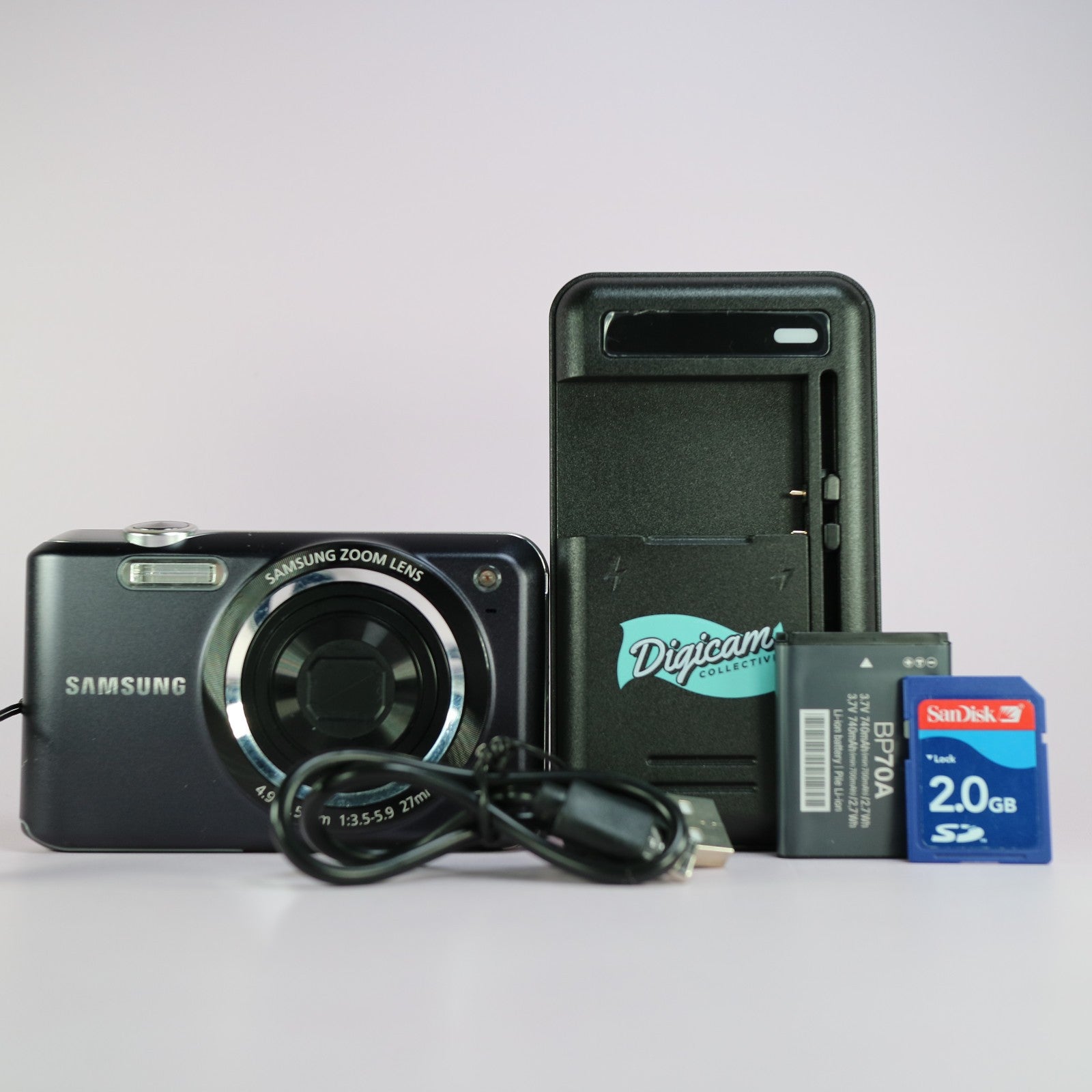 Samsung Digital Camera ES71 12.2MP Black Tested Full Working Set