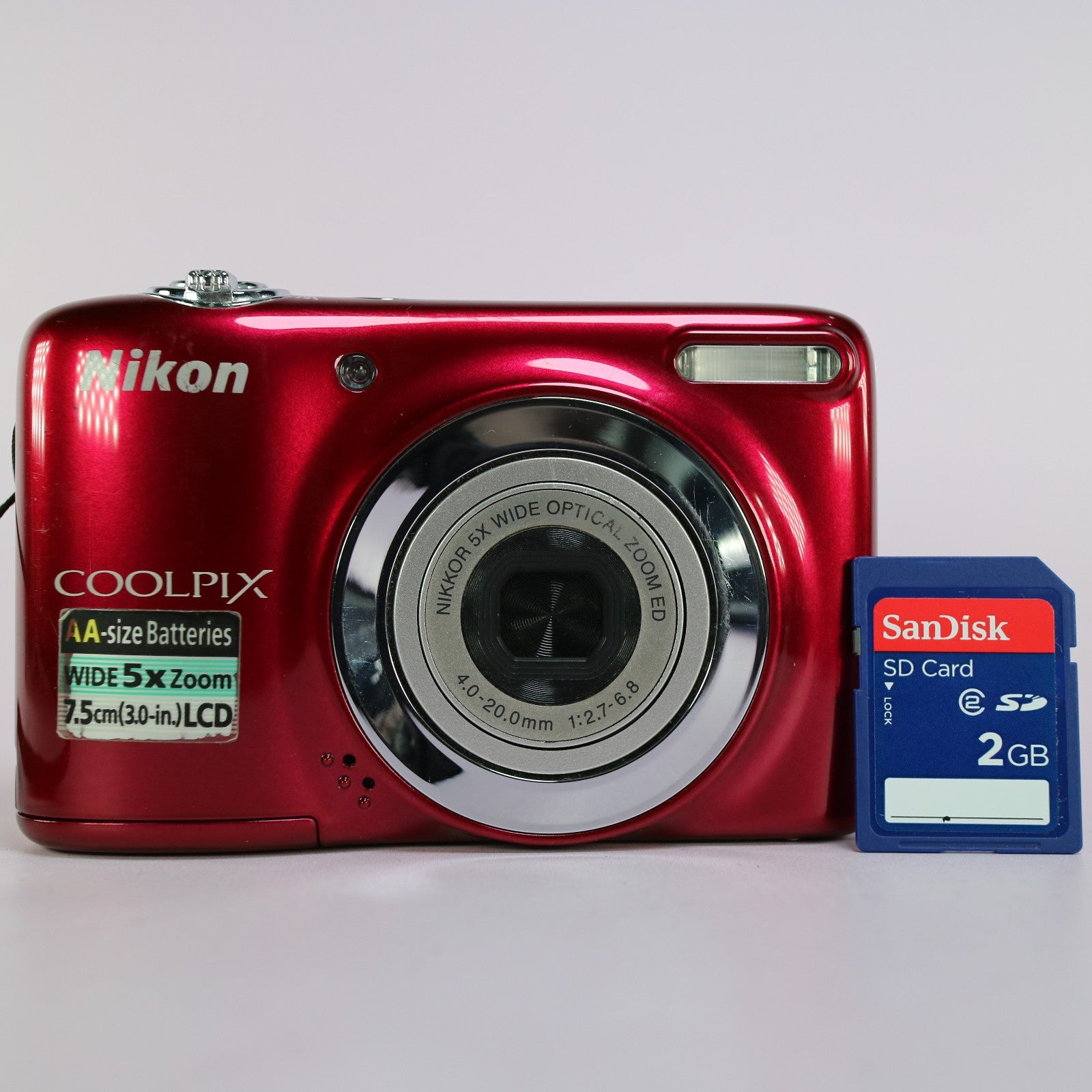 Nikon Digital Camera Coolpix L25 10.1MP Red Tested