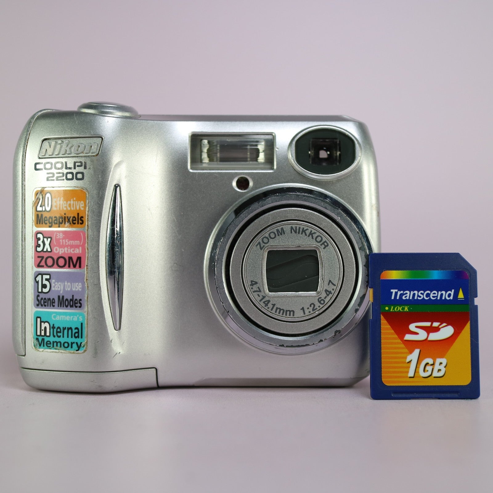 Nikon Digital Camera Coolpix 2200 2.0MP Silver Tested
