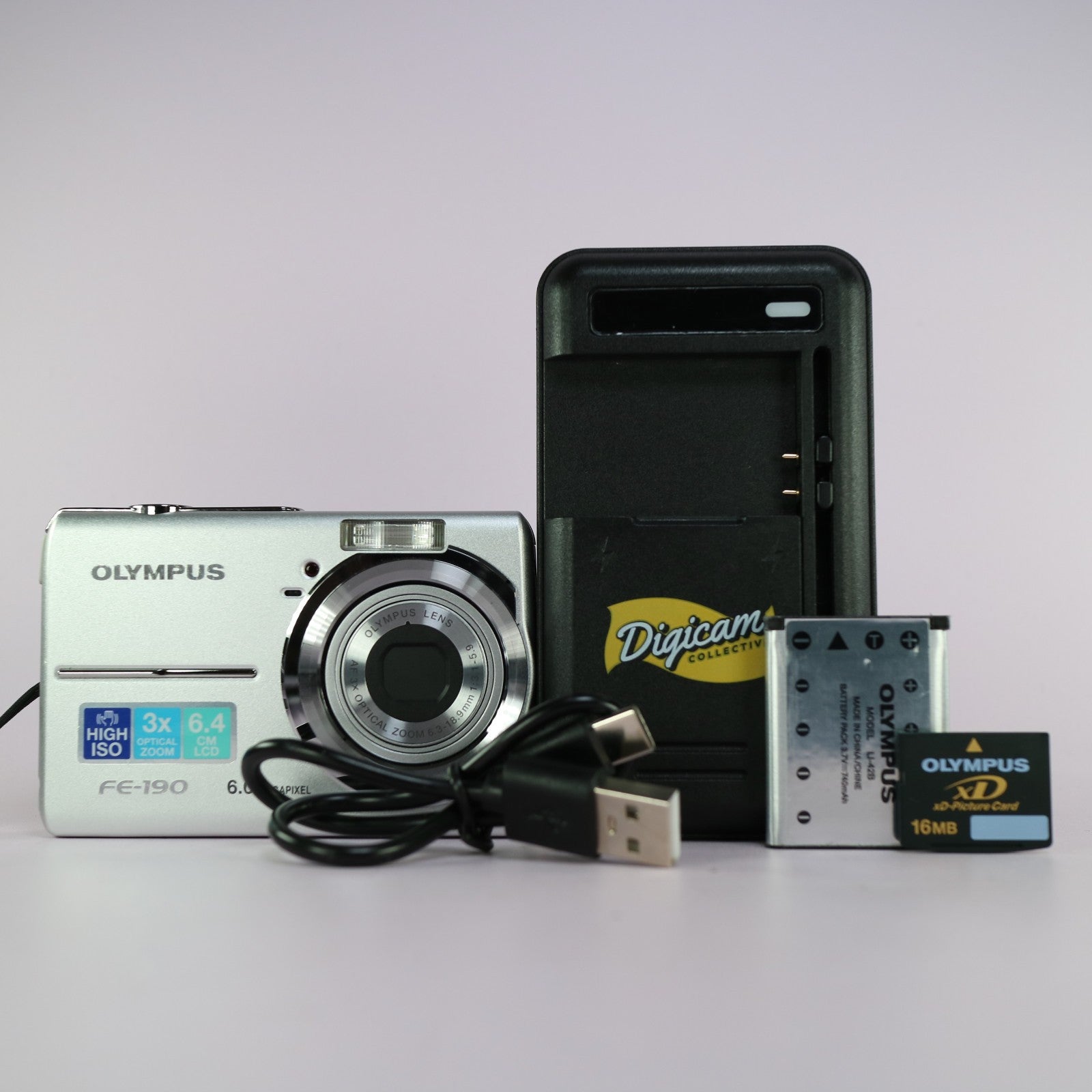 Olympus Digital Camera FE-190 6.0MP Silver Tested Full Working Set