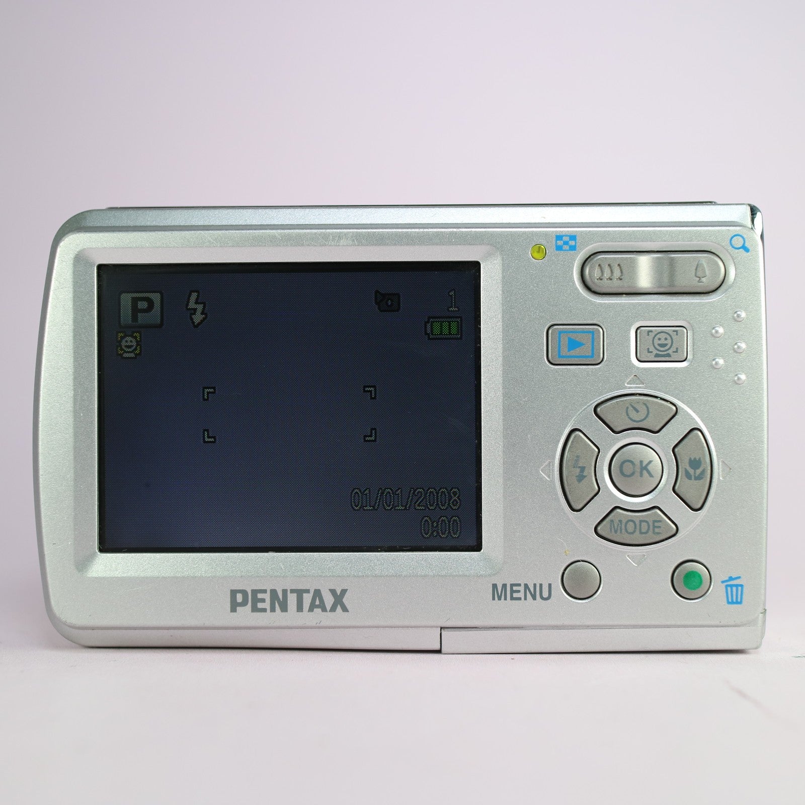Pentax Digital Camera Optio E60 10.1MP Silver Tested