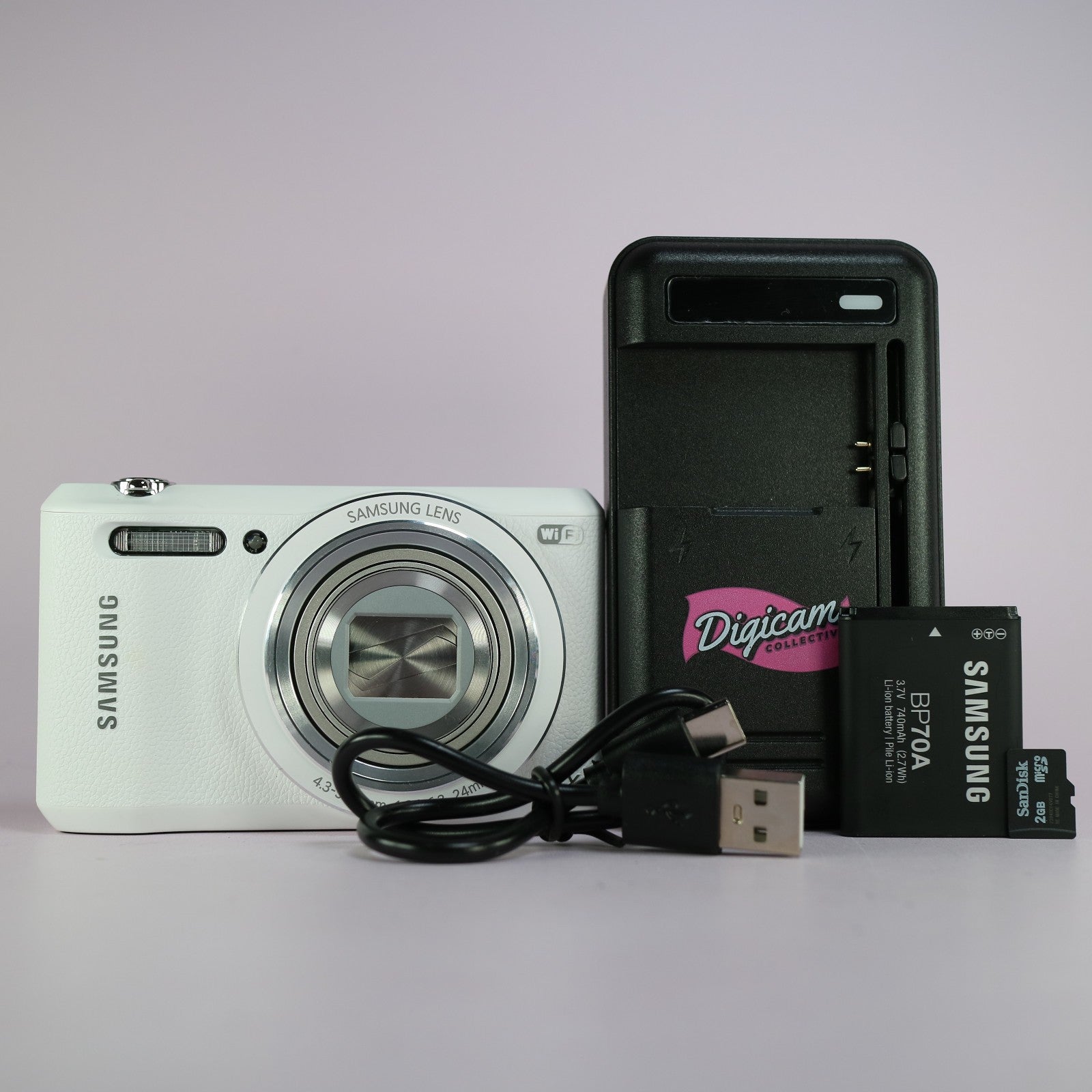Samsung WiFi Digital Camera WB35F 16.2MP White Tested Full Working Set