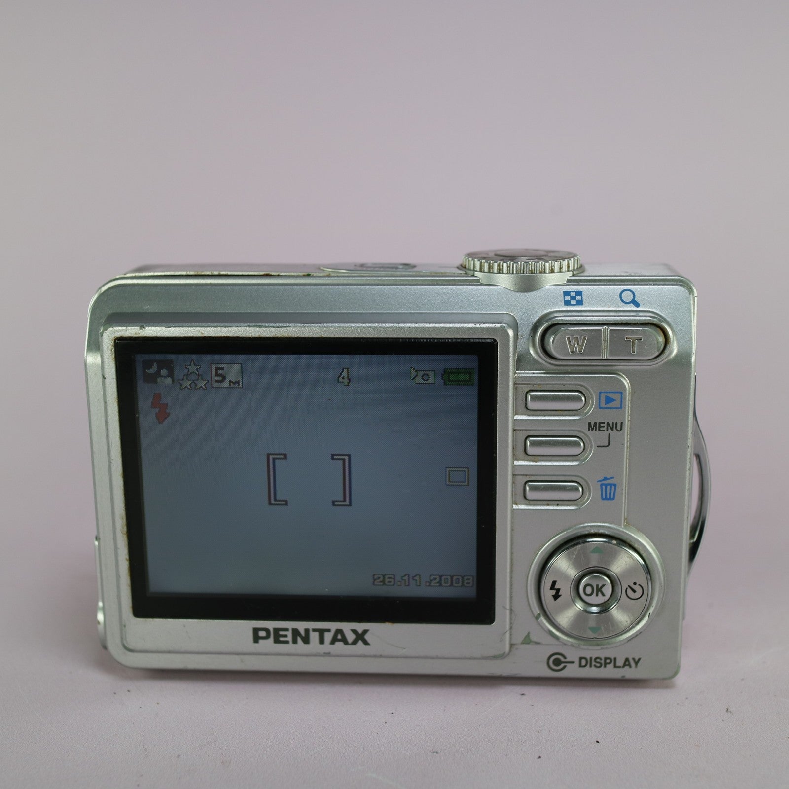Pentax Optio 50L 5.0MP Compact Digital Camera Silver Tested