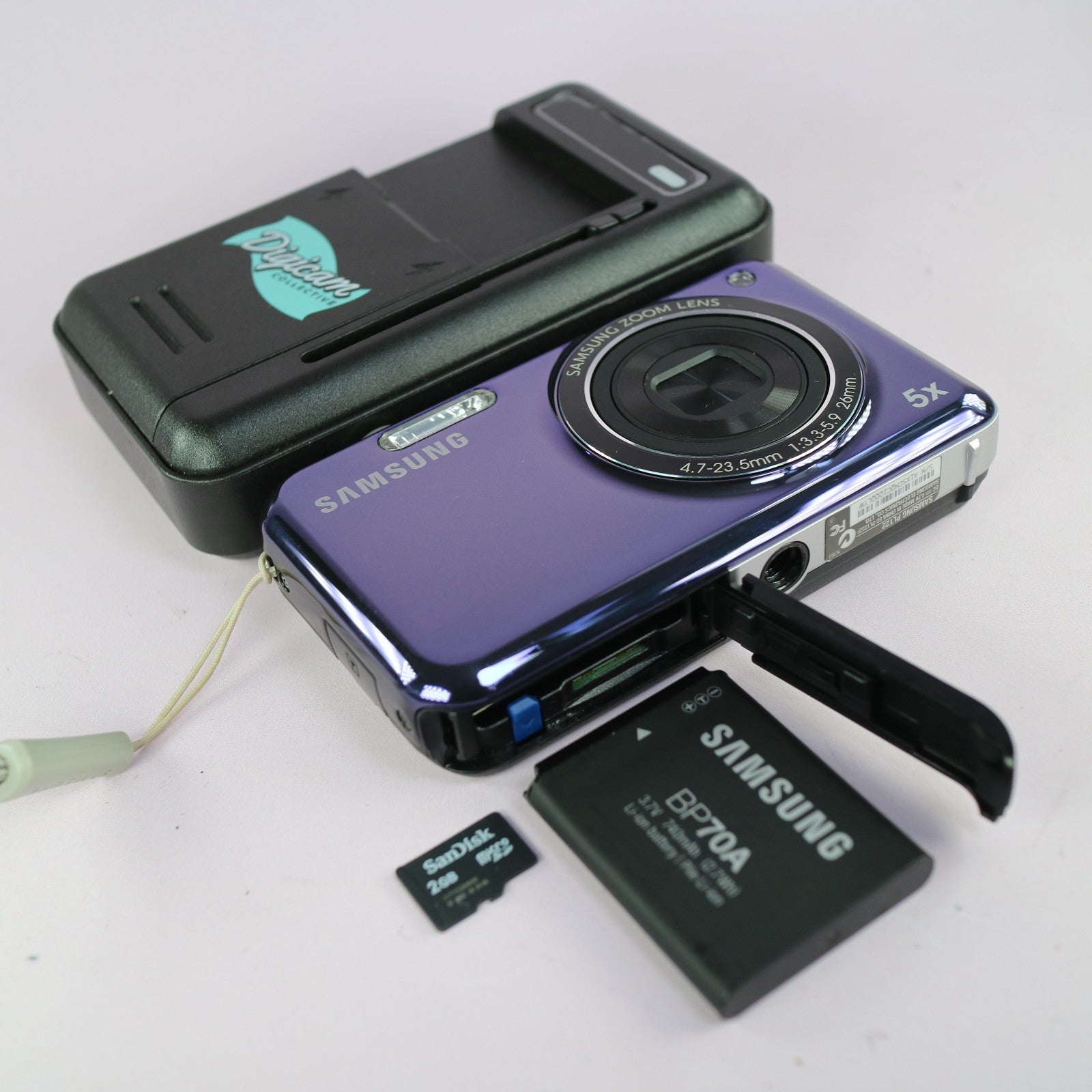Samsung Digital Camera PL122 14.2MP Selfie Screen Purple Tested Full Working Set