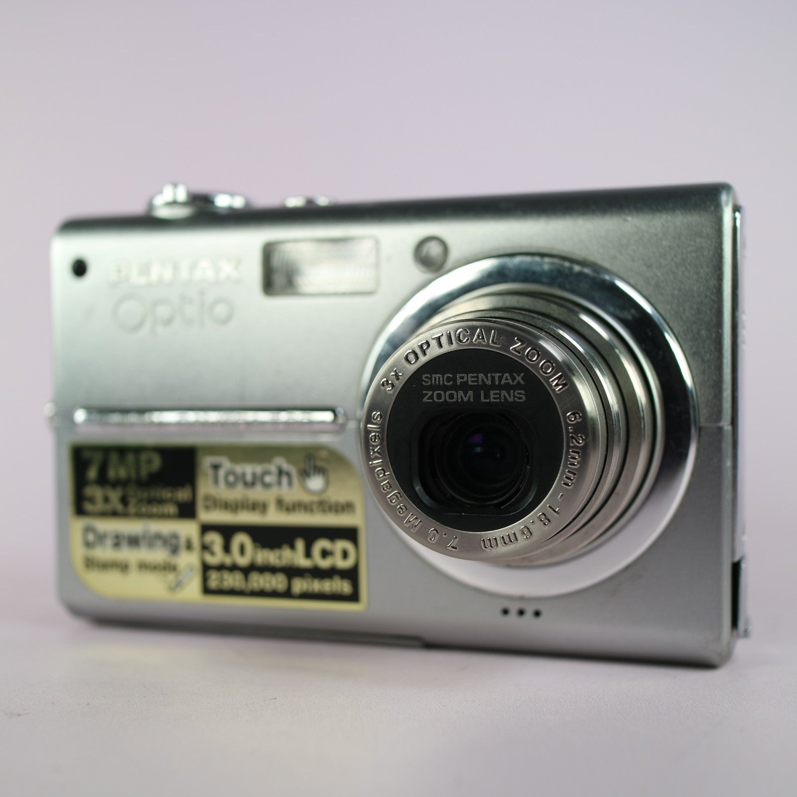 Pentax Optio T20 7.1MP Compact Touchscreen Digital Camera Silver Tested