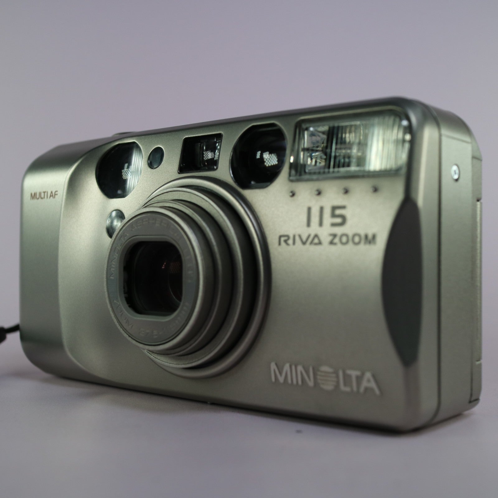 Minolta Riva Zoom 115 35mm Film Point and Shoot Camera Silver Tested