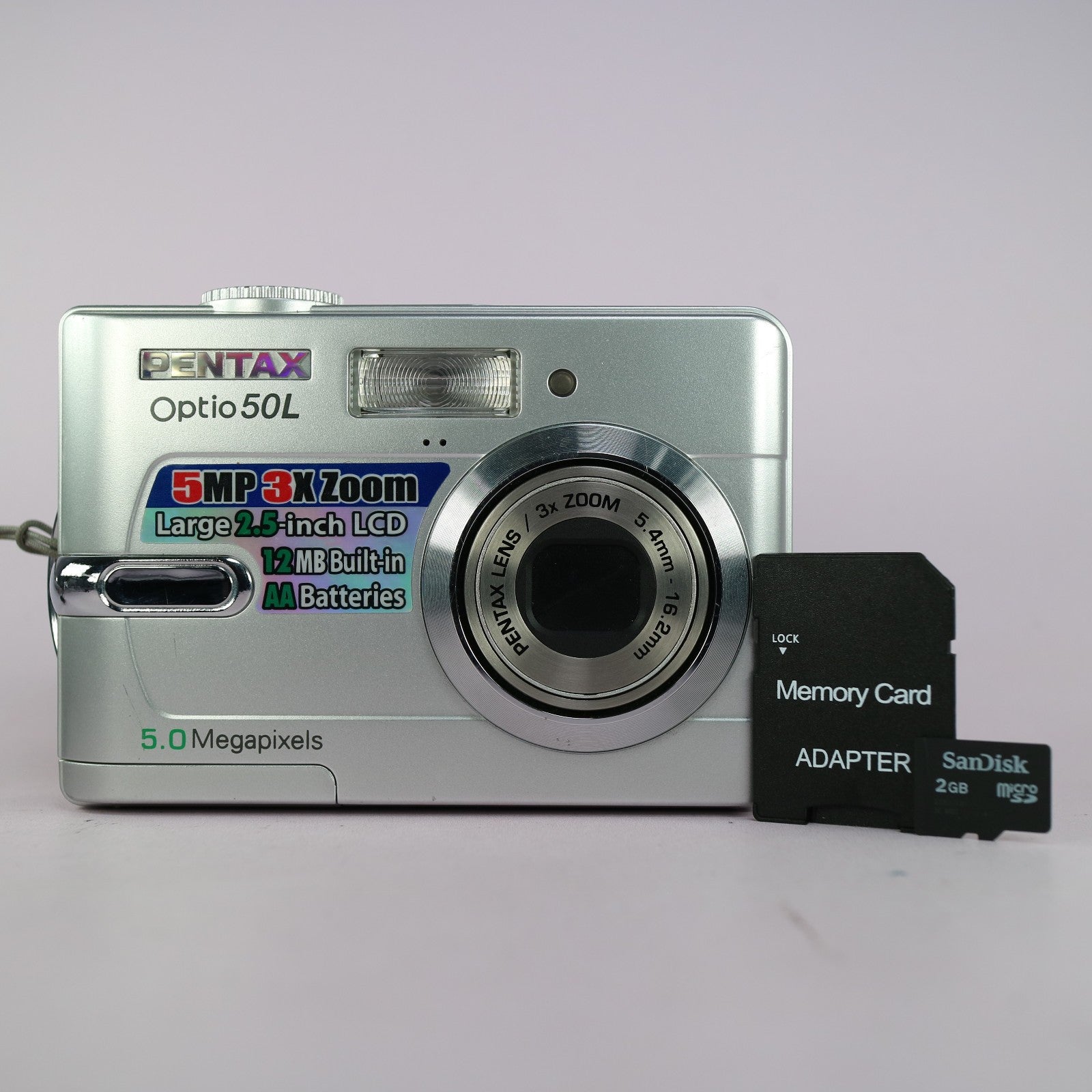 Pentax Optio 50L 5.0MP Compact Digital Camera Silver Tested